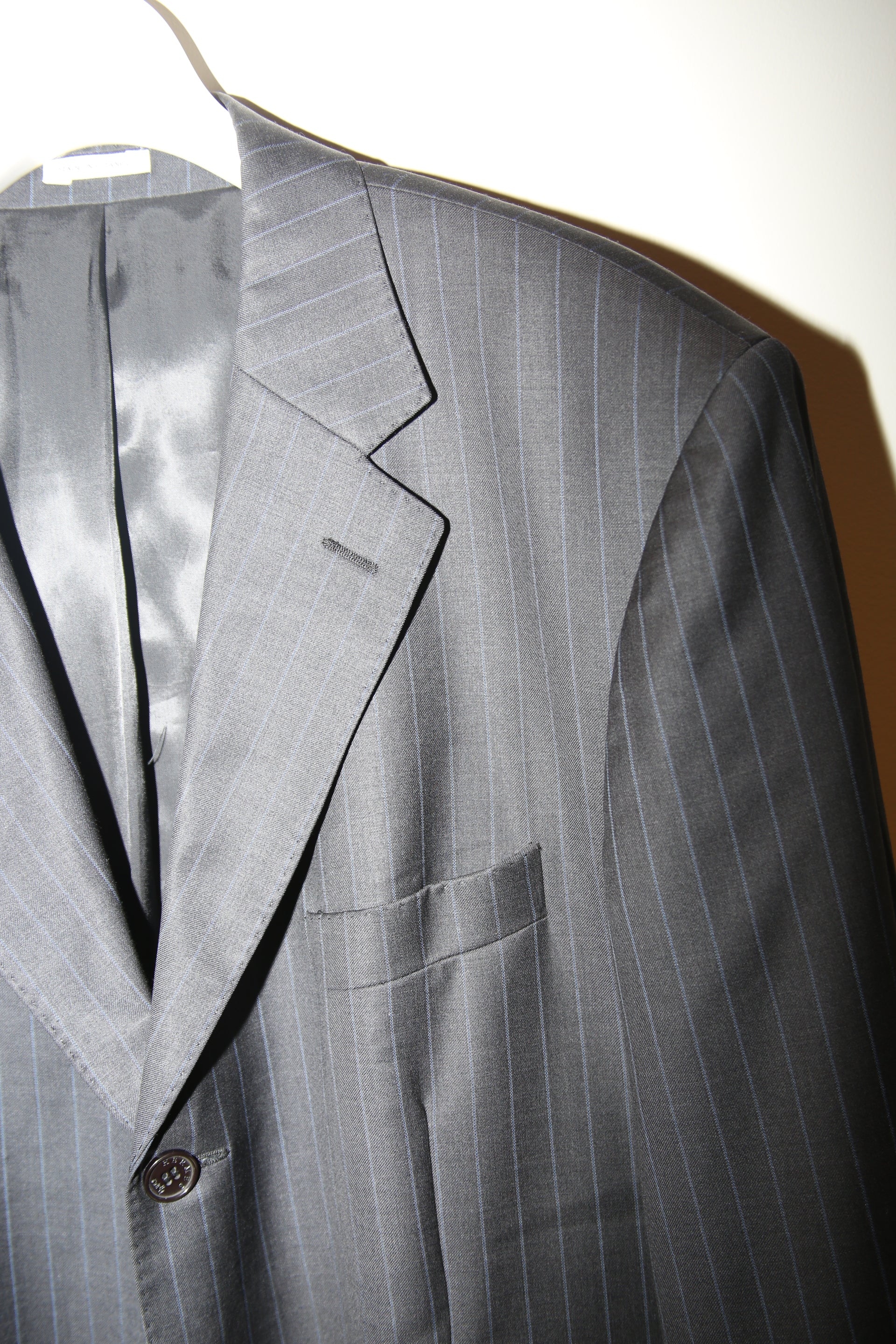 2000 HERMES / OVER SIZED CHORK STRIPE TAILORED JACKET IN WOOL : SIZE 54