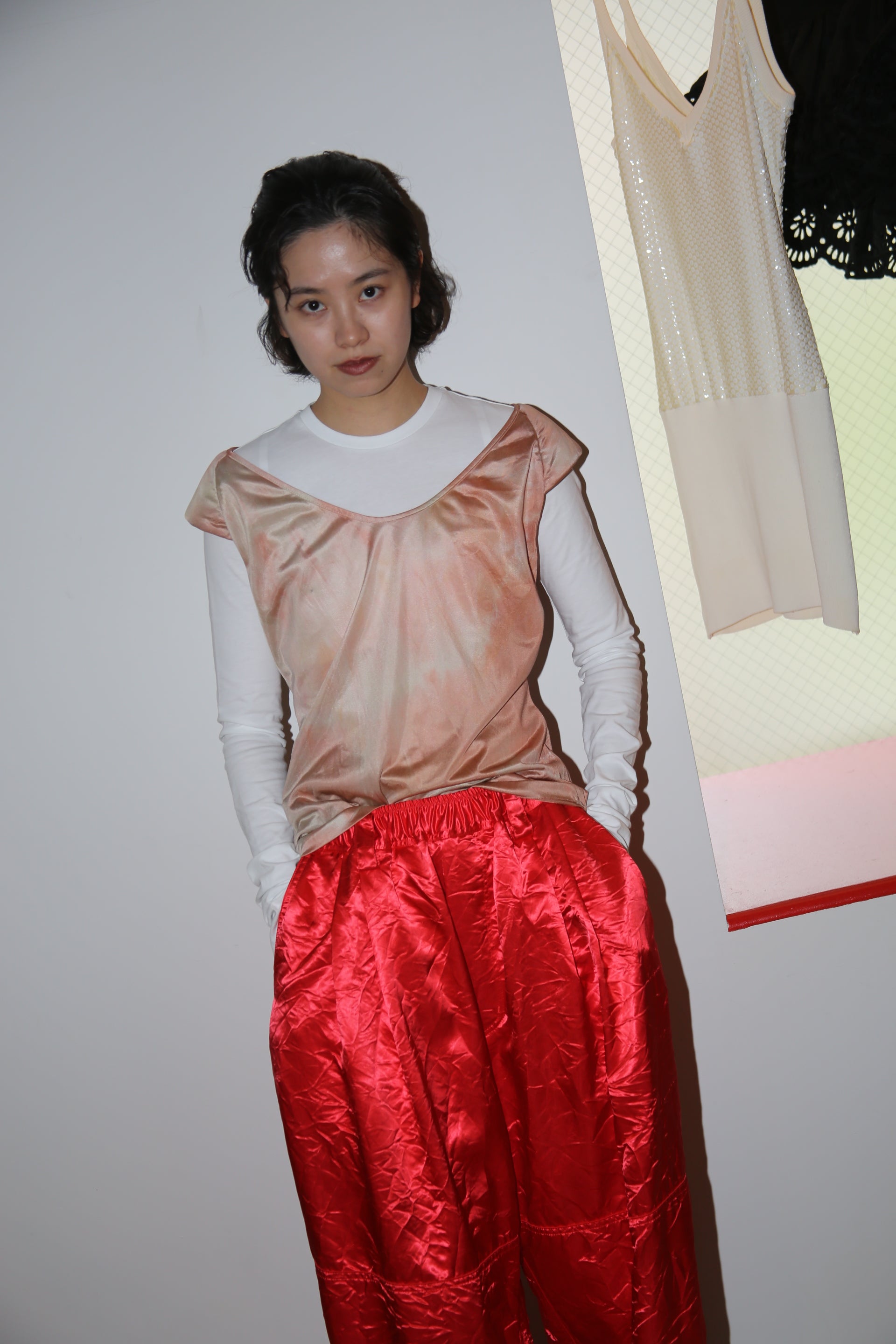1970 VINTAGE / TYE DYE JERSEY TOP WITH PADDED SHOULDER