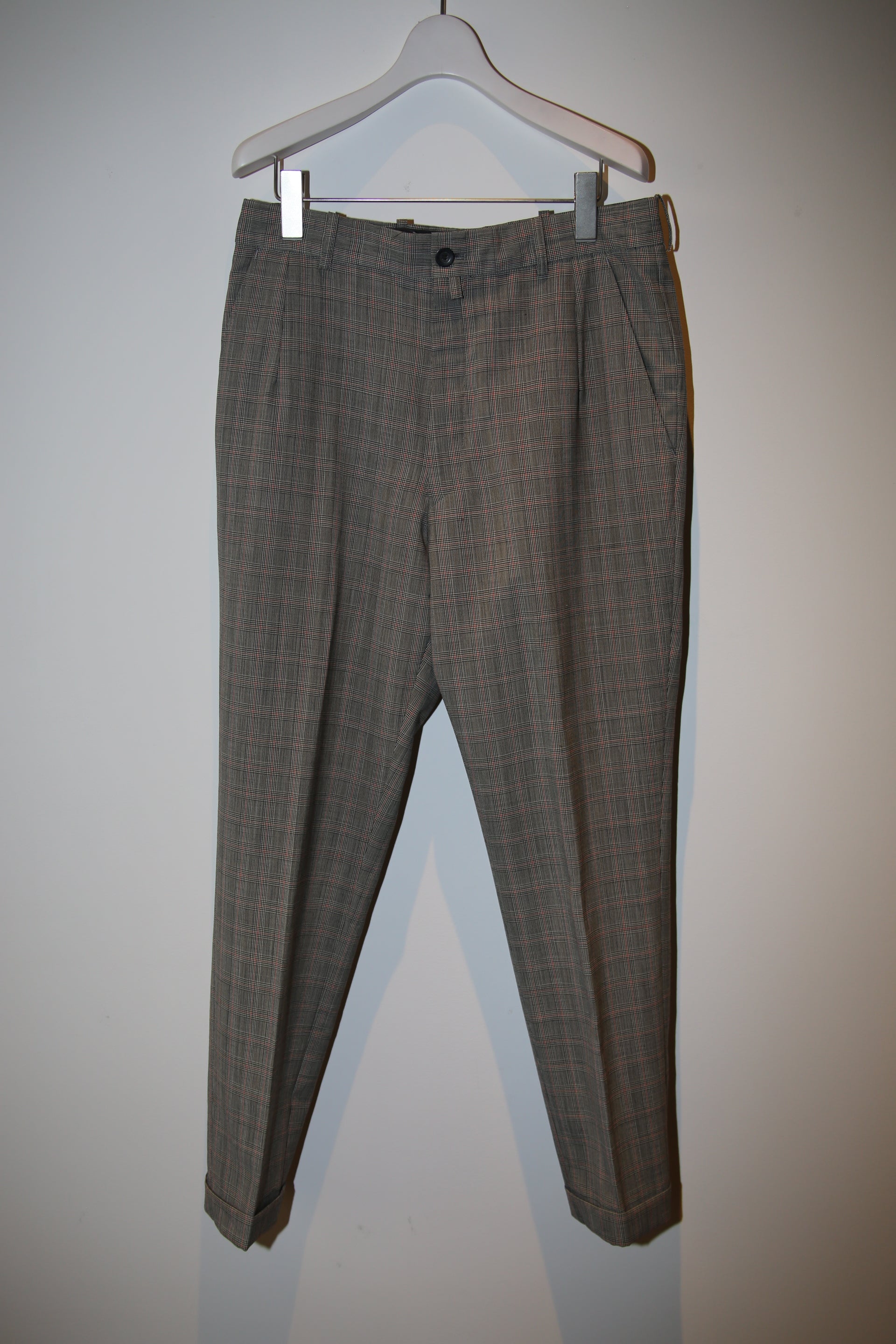2000 DRIES VAN NOTEN / GLEN CHECK WOOL TAILORED JACKET IN GREY : SIZE 46