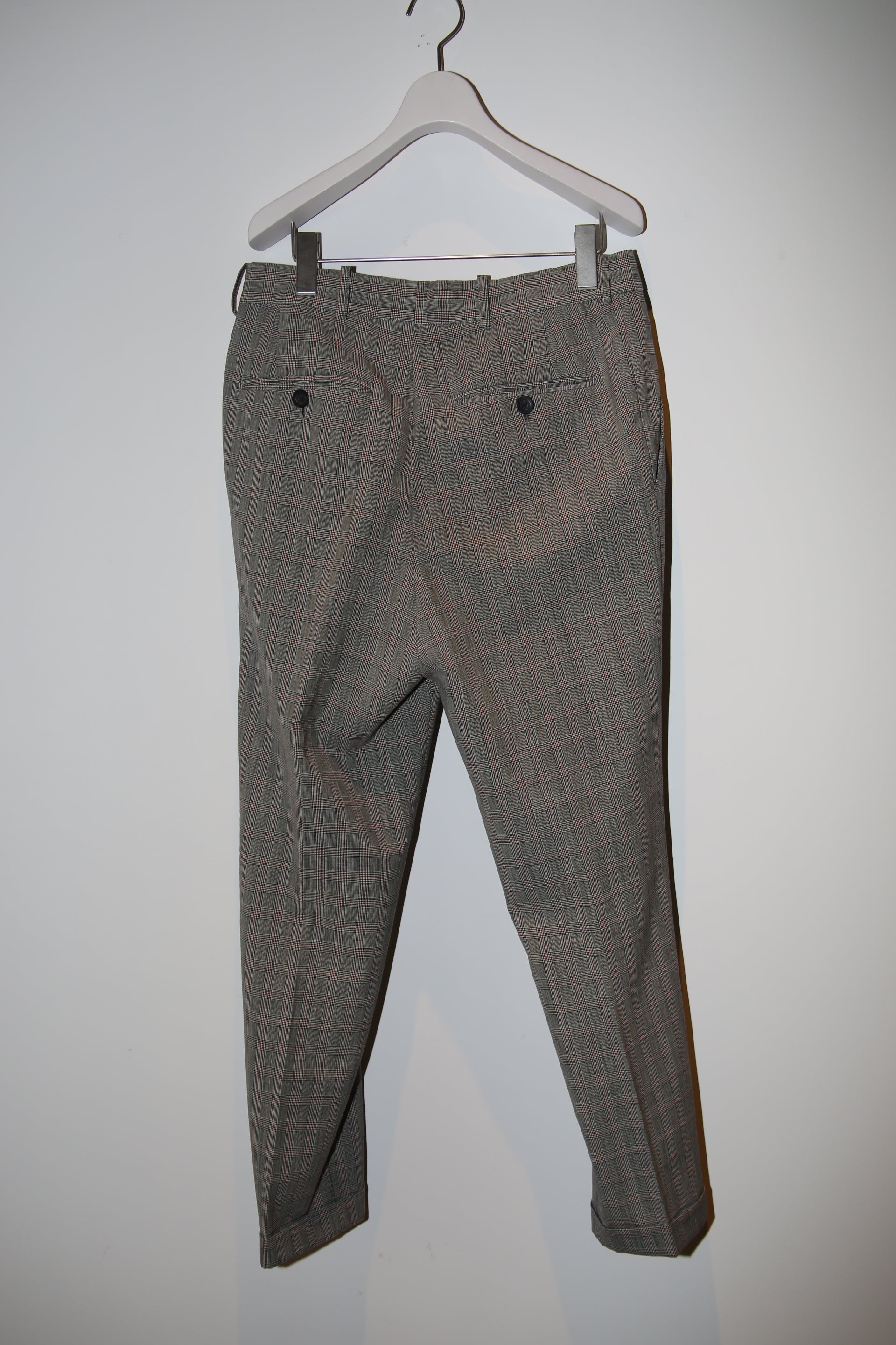 2000 DRIES VAN NOTEN / GLEN CHECK WOOL TAILORED JACKET IN GREY : SIZE 46