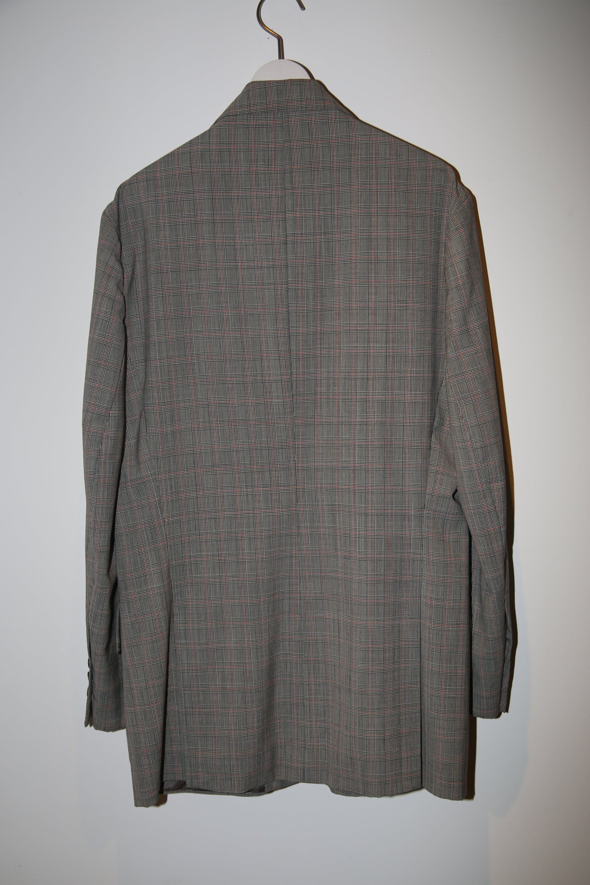 2000 DRIES VAN NOTEN / GLEN CHECK WOOL TAILORED JACKET IN GREY : SIZE 46