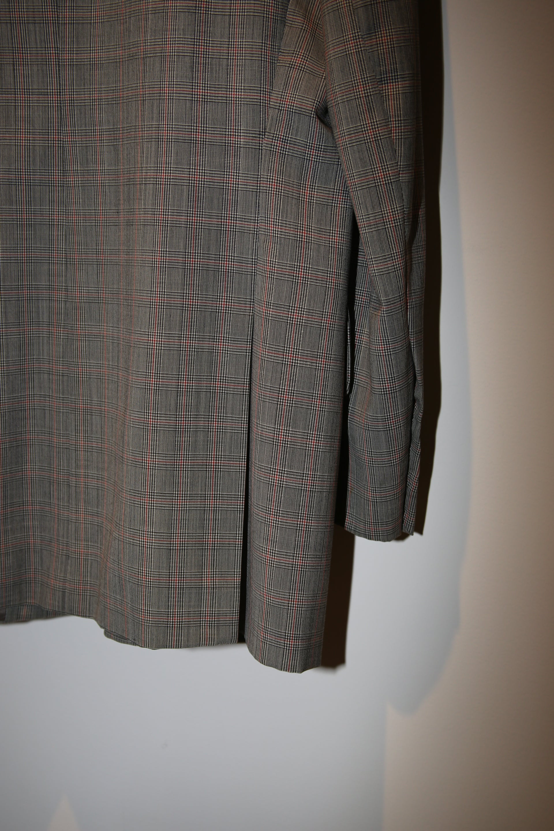 2000 DRIES VAN NOTEN / GLEN CHECK WOOL TAILORED JACKET IN GREY : SIZE 46