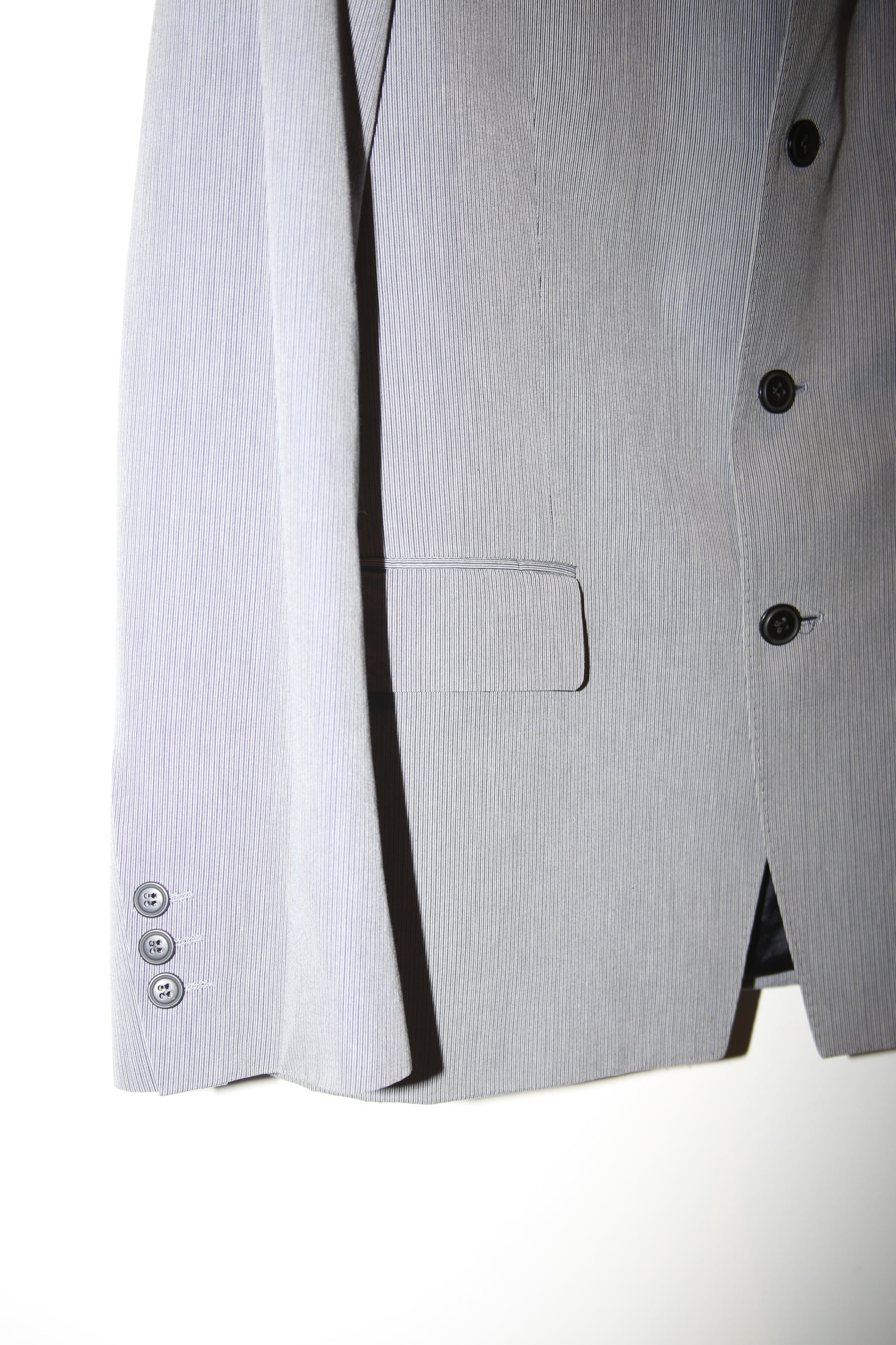 1990 DRIES VAN NOTEN / COTTN TAILORED SUIT IN LIGHT GREY : SIZE50