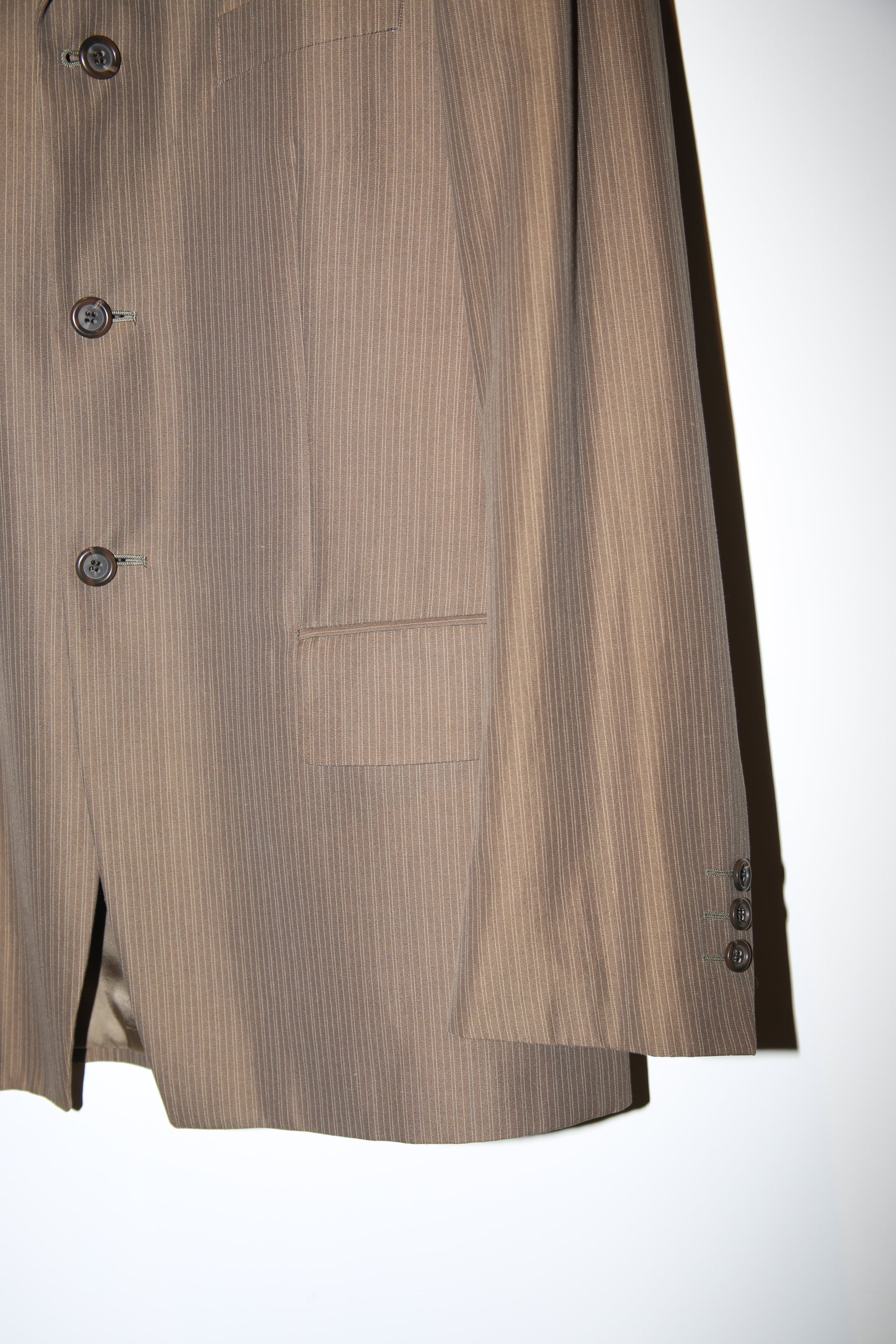 1990 DRIES VAN NOTEN / COTTON TAILORED SUIT IN MOCA BROWN : SIZE50