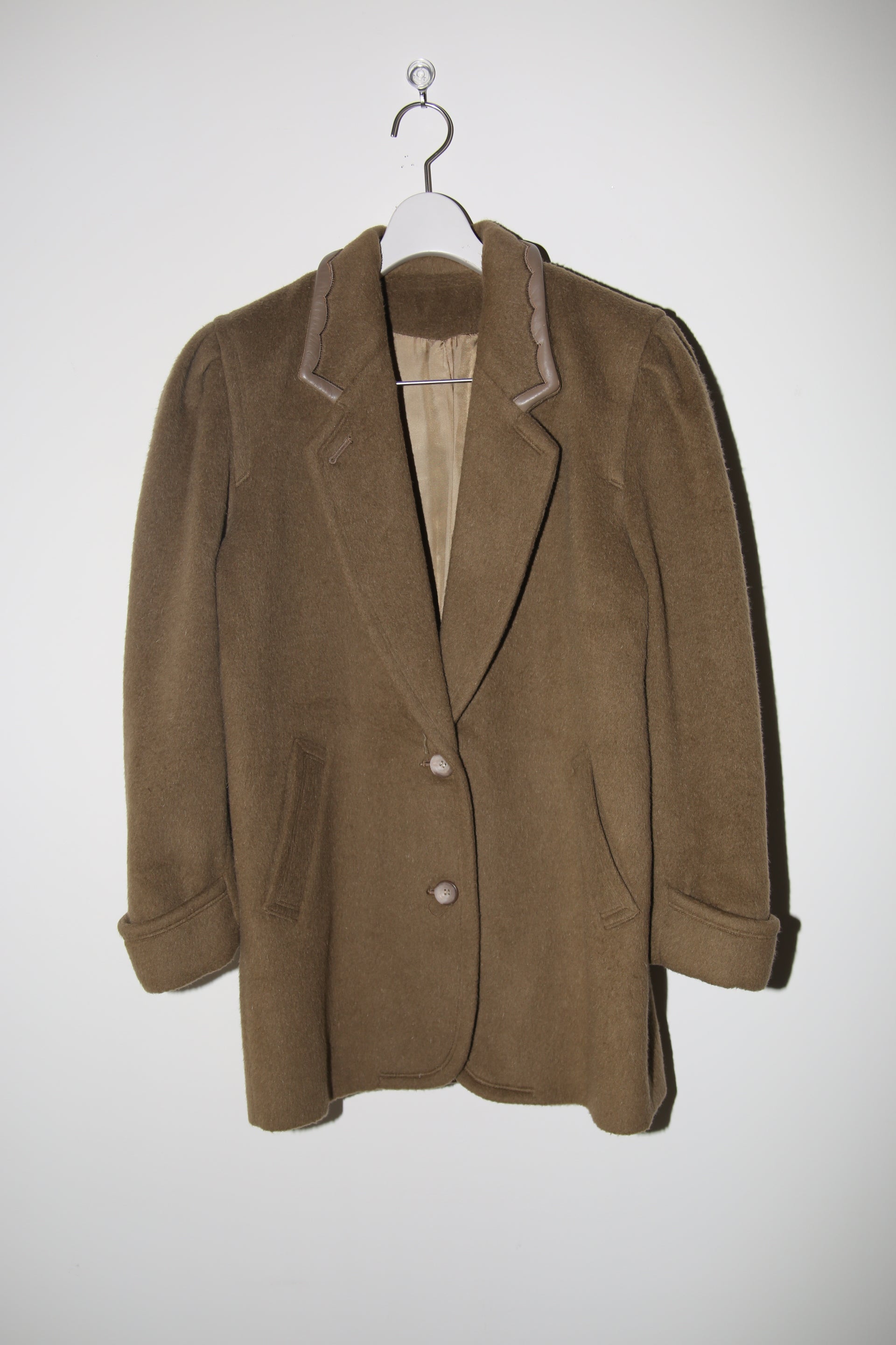 1980 VINTAGE / ALPACA WOOL JACKET WITH LEATHER PIPING