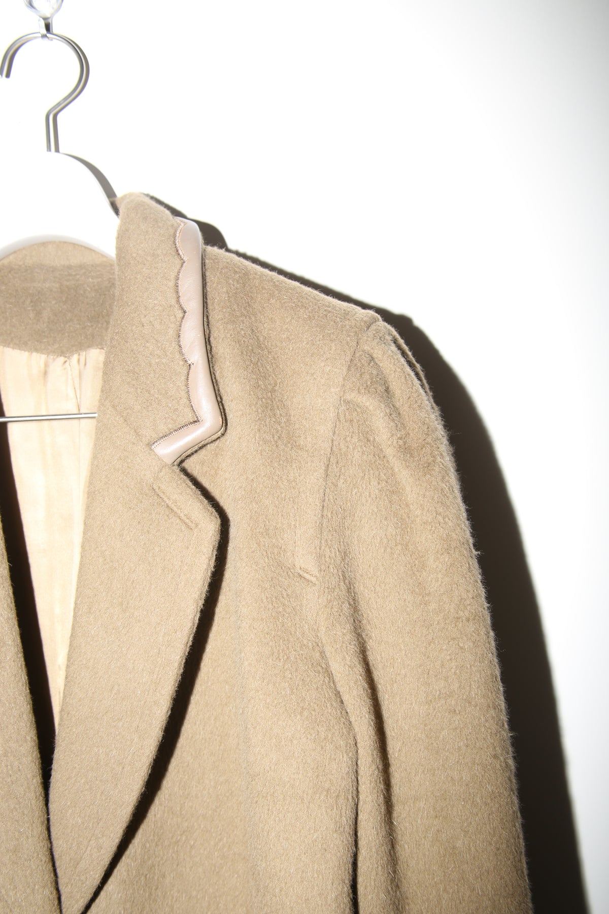 1980 VINTAGE / ALPACA WOOL JACKET WITH LEATHER PIPING