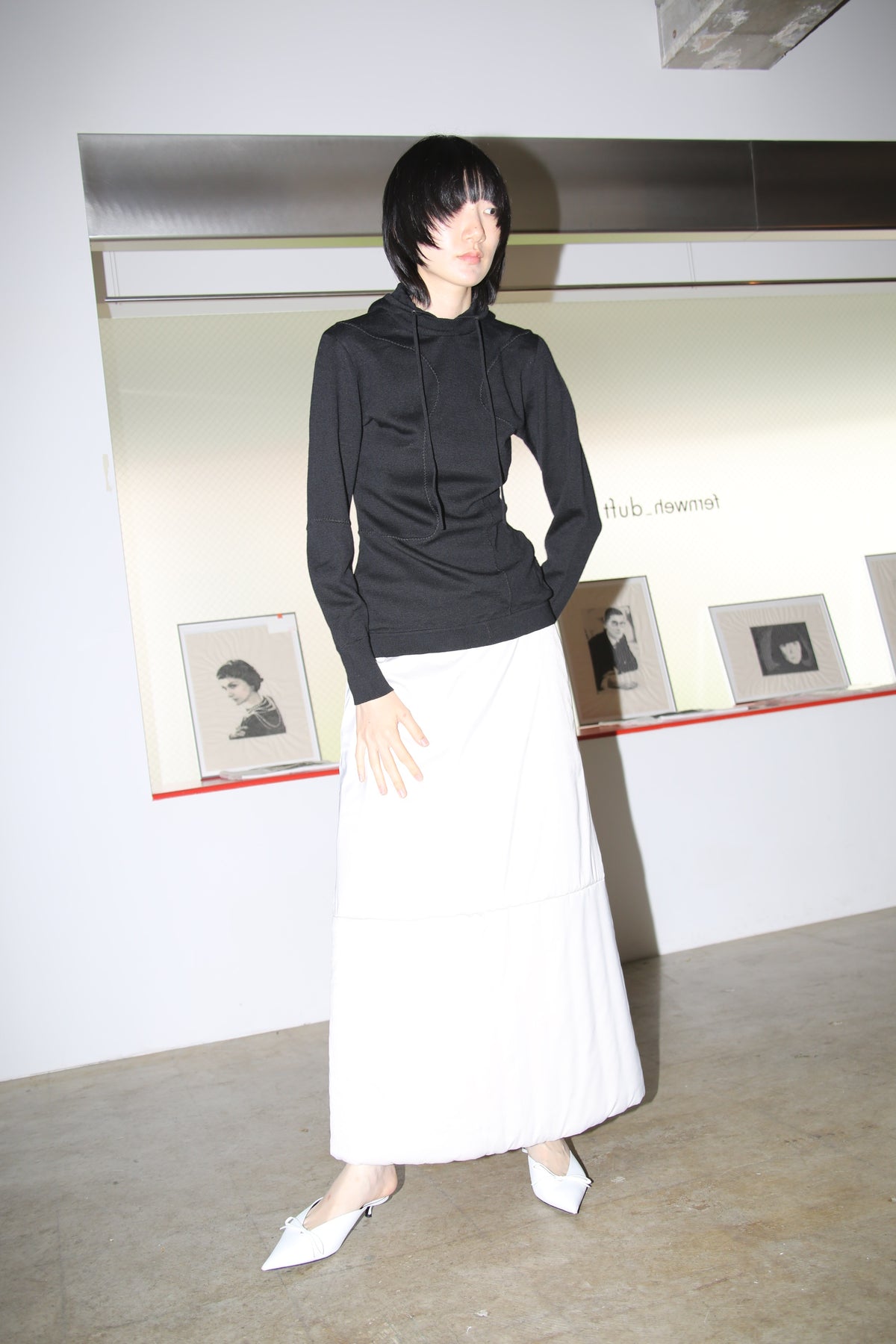2000 JEAN PAUL GAULTIER / NYLON DUVET SKIRT IN WHITE