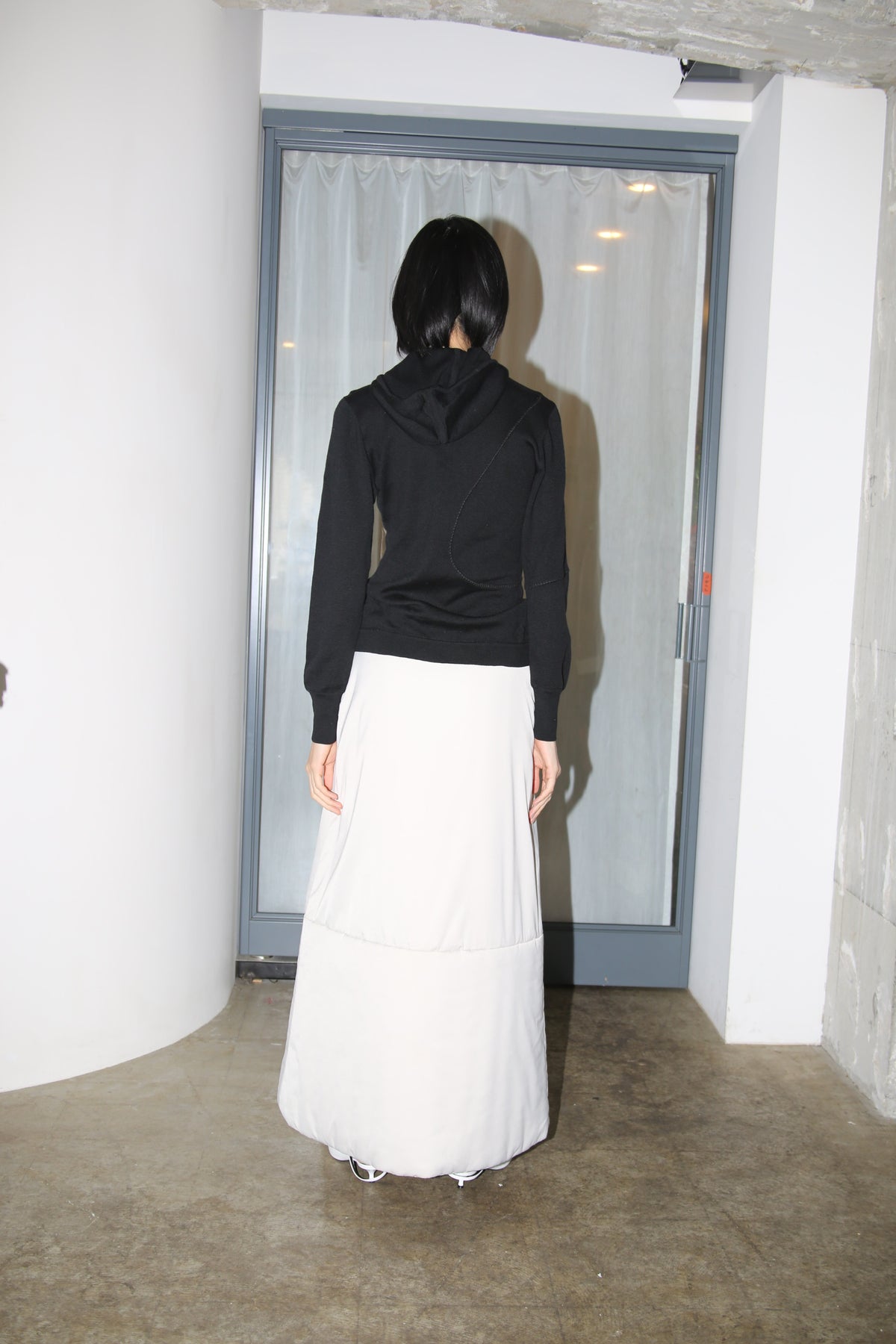 2000 JEAN PAUL GAULTIER / NYLON DUVET SKIRT IN WHITE