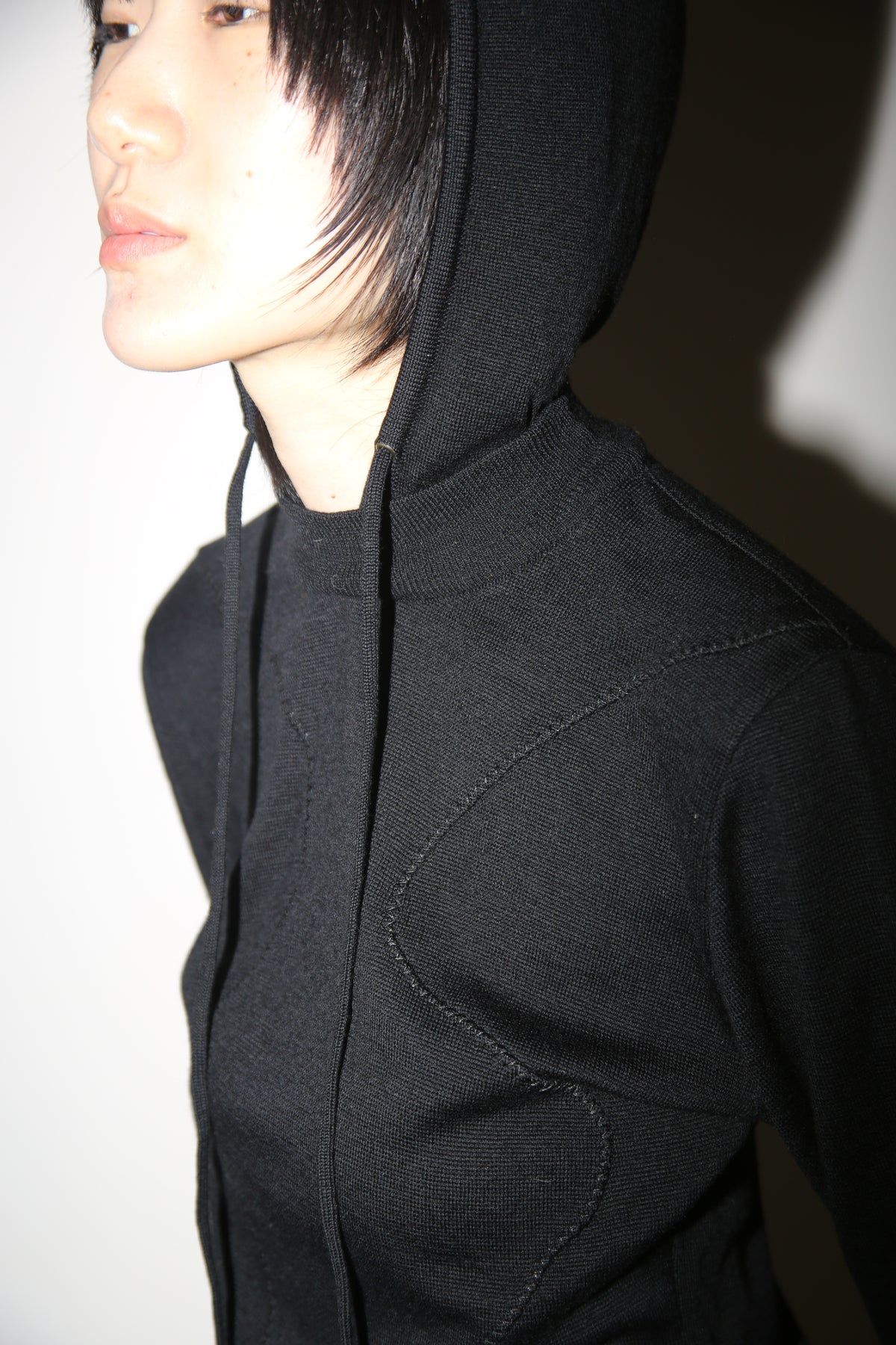 1990 CLAUDE MONTANA / PATCH WORK WOOL KNIT HOODIE