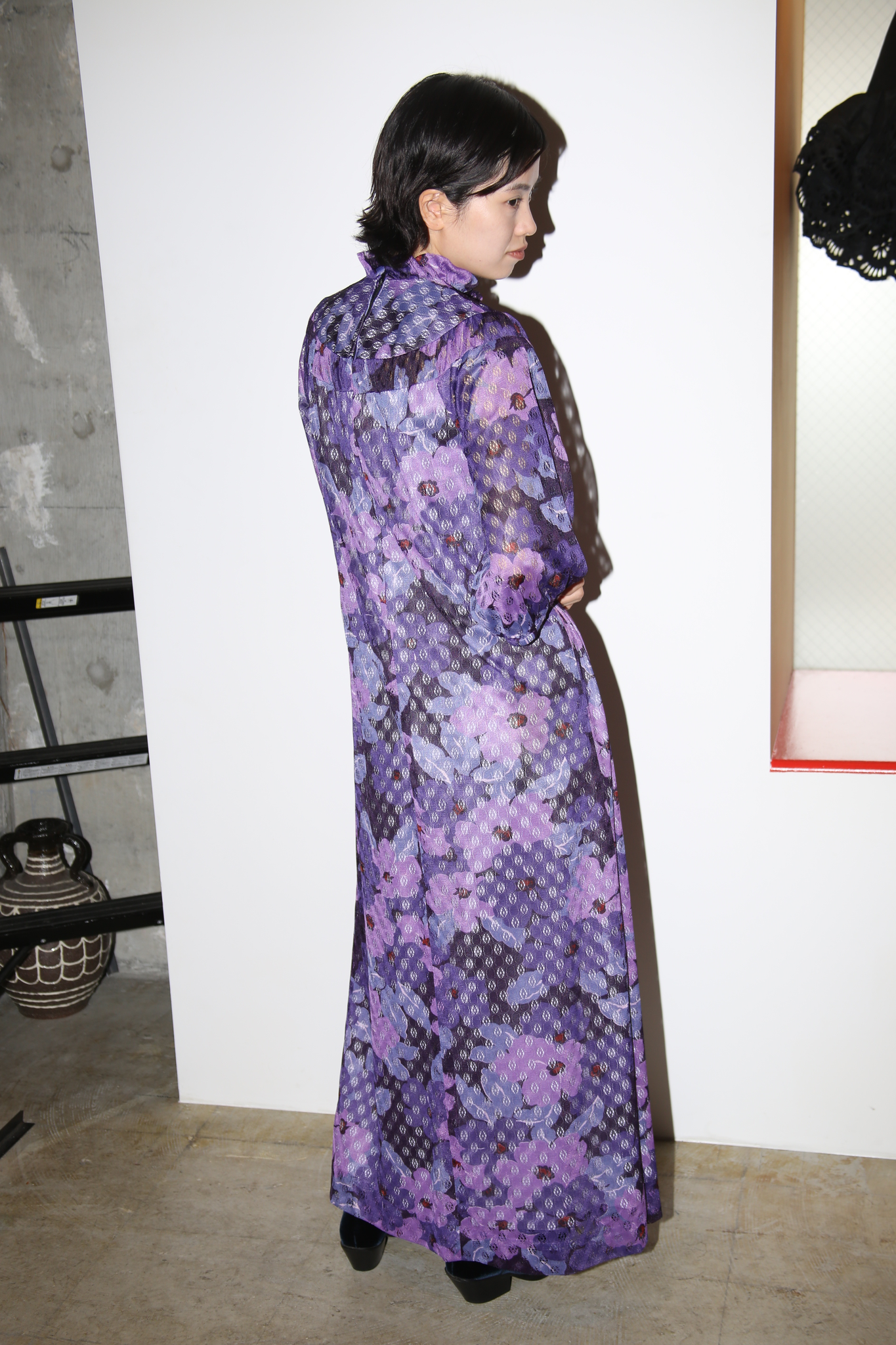 1970 VINTAGE / JERSEY LACE DRESS IN PURPLE