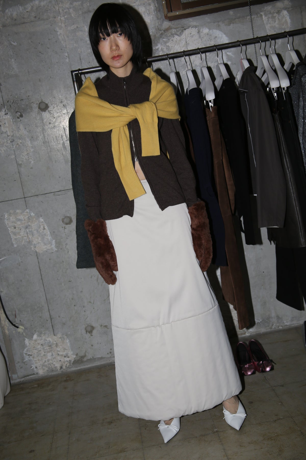 2000 JEAN PAUL GAULTIER / NYLON DUVET SKIRT IN WHITE