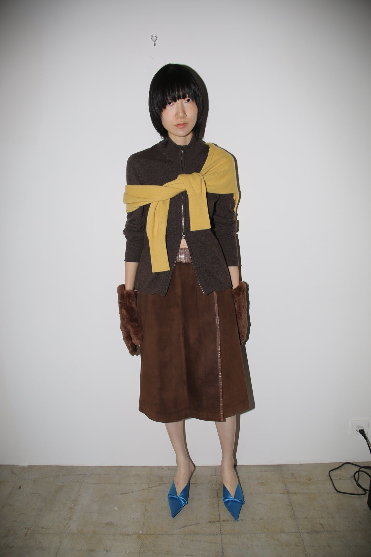 2000 HERMES BY JEAN PAUL GAULTIER / CASHMERE DRIVERS SWEATER WITH DOUBLE CADENA ZIPPER