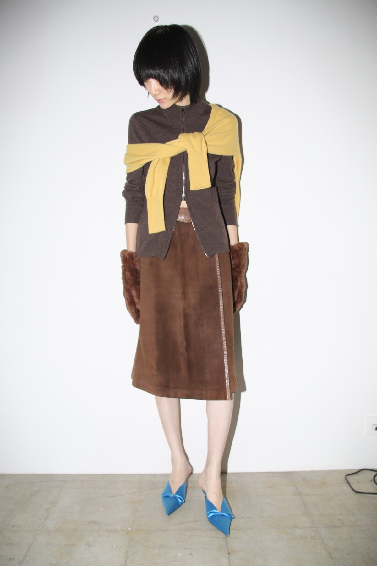 2000 HERMES BY JEAN PAUL GAULTIER / CASHMERE DRIVERS SWEATER WITH DOUBLE CADENA ZIPPER