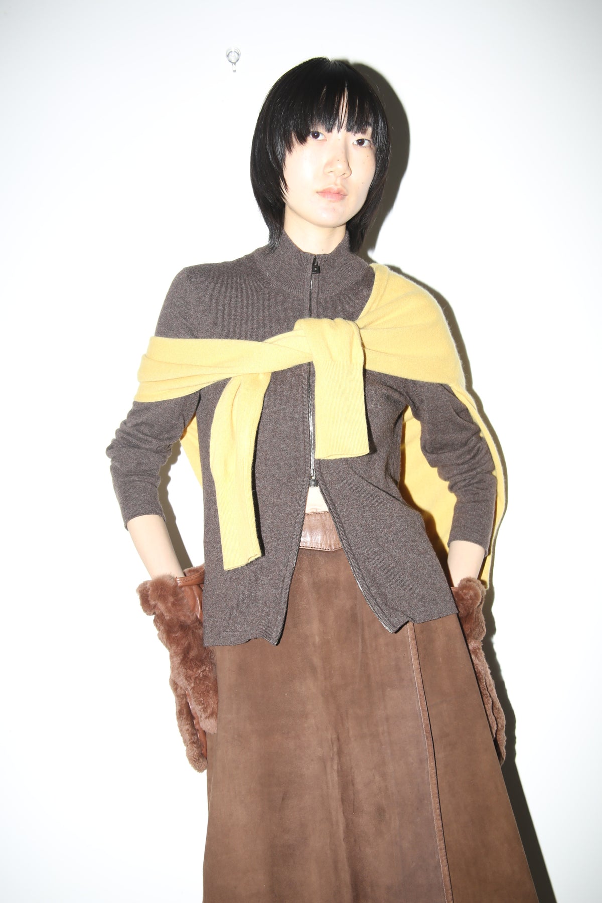 2000 HERMES BY JEAN PAUL GAULTIER / CASHMERE DRIVERS SWEATER WITH DOUBLE CADENA ZIPPER