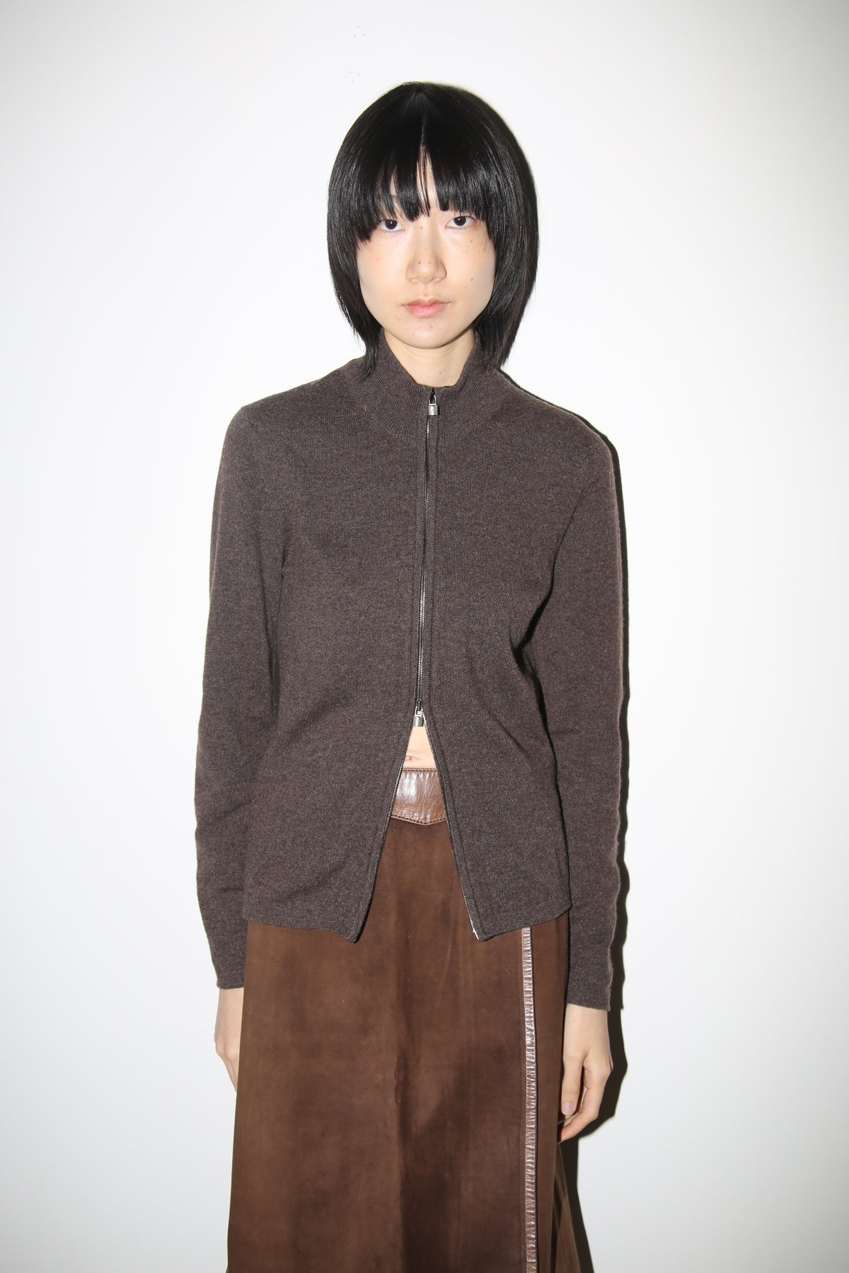 2000 HERMES BY JEAN PAUL GAULTIER / CASHMERE DRIVERS SWEATER WITH DOUBLE CADENA ZIPPER