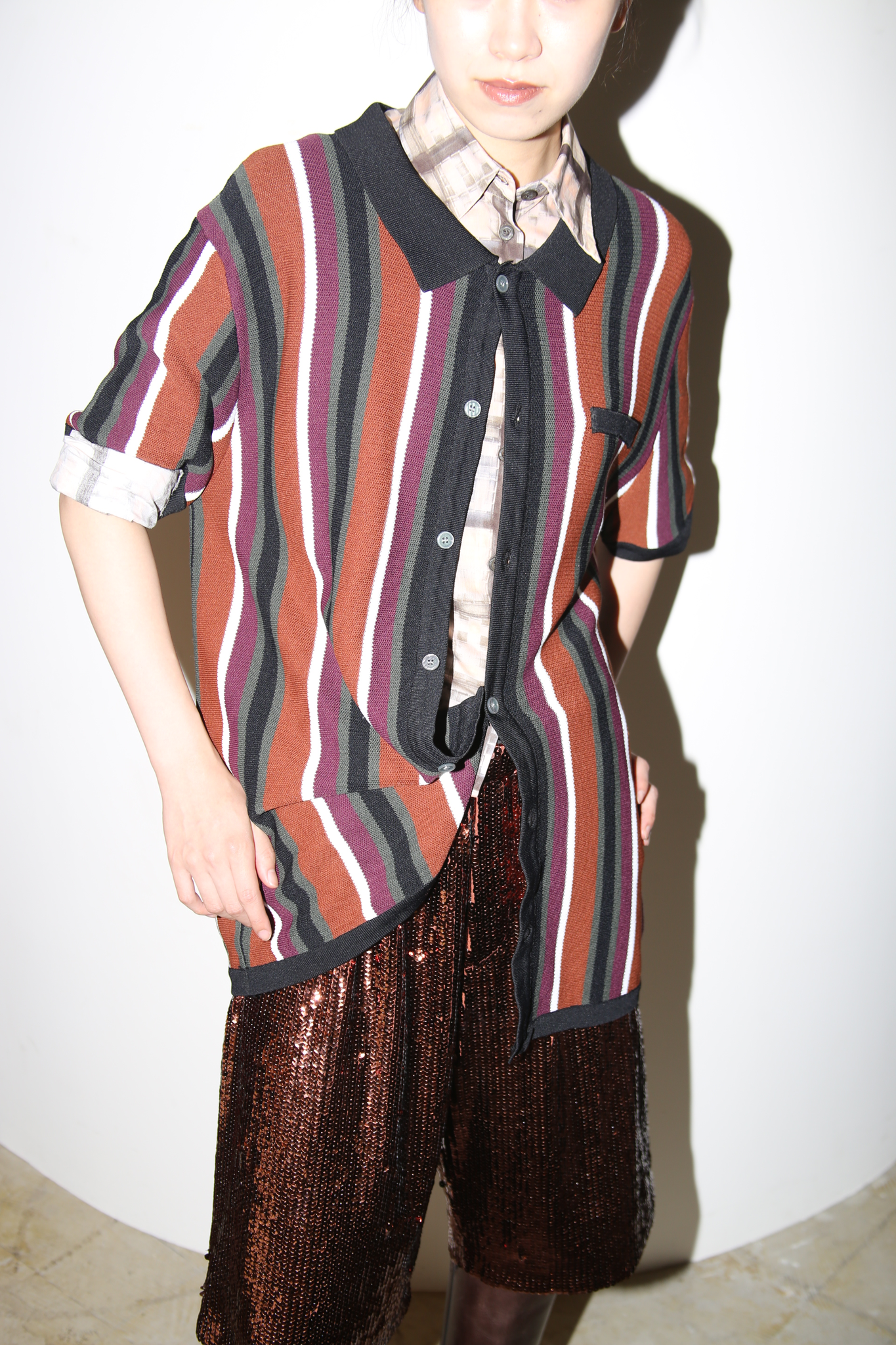 2000 VINTAGE / SUMMER KNIT POLO SHIRT IN STRIPE