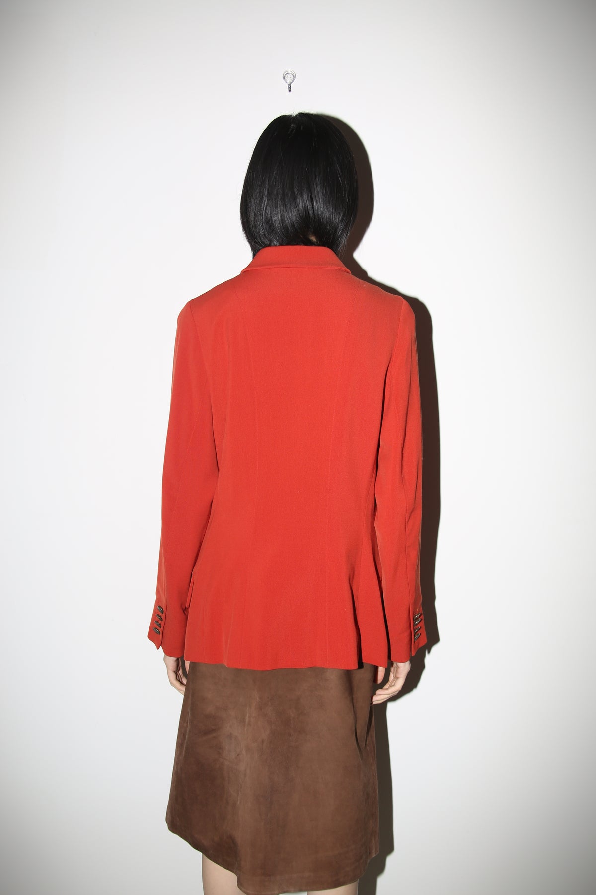 1980 HERMES / WOOL GABADINE TAILORED JACKET IN VERMILION
