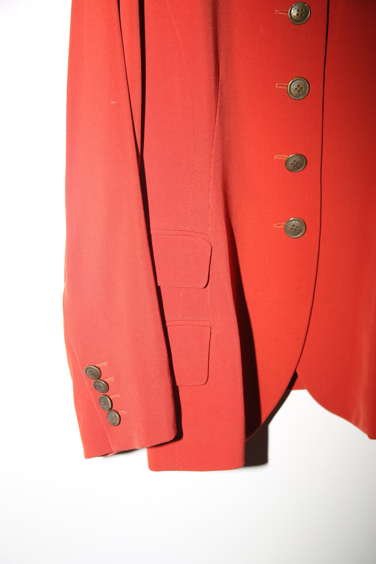 1980 HERMES / WOOL GABADINE TAILORED JACKET IN VERMILION