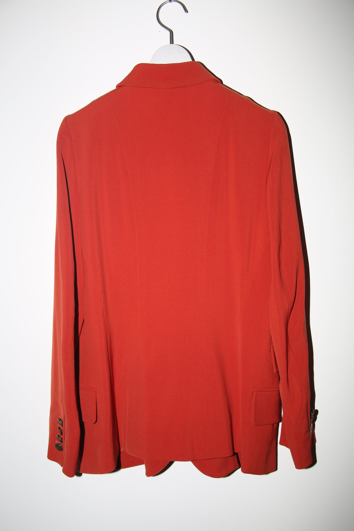 1980 HERMES / WOOL GABADINE TAILORED JACKET IN VERMILION