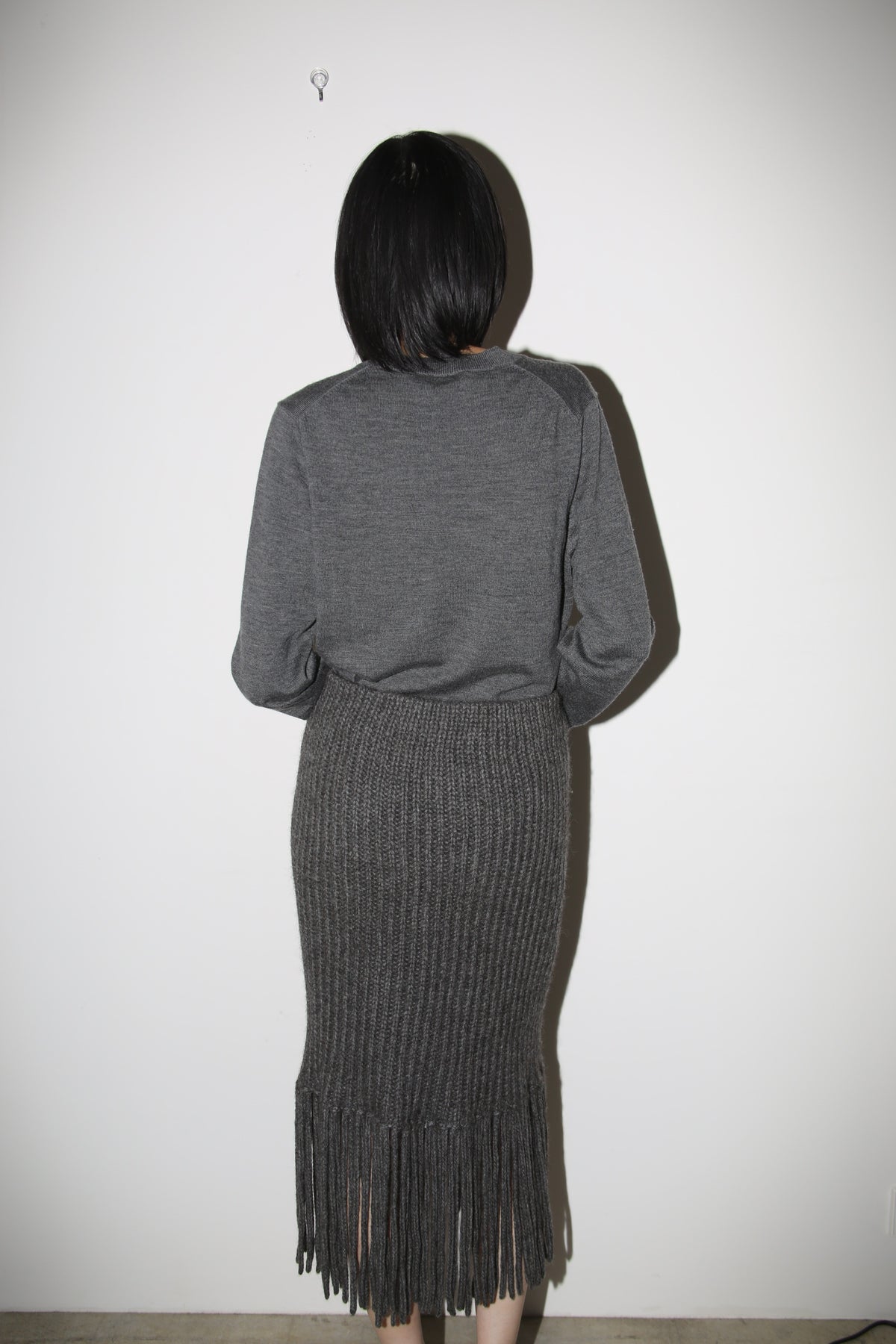 2005 Kris Van Assche / V-NECK WOOL SWEATER WITH SLIT AND TWIST