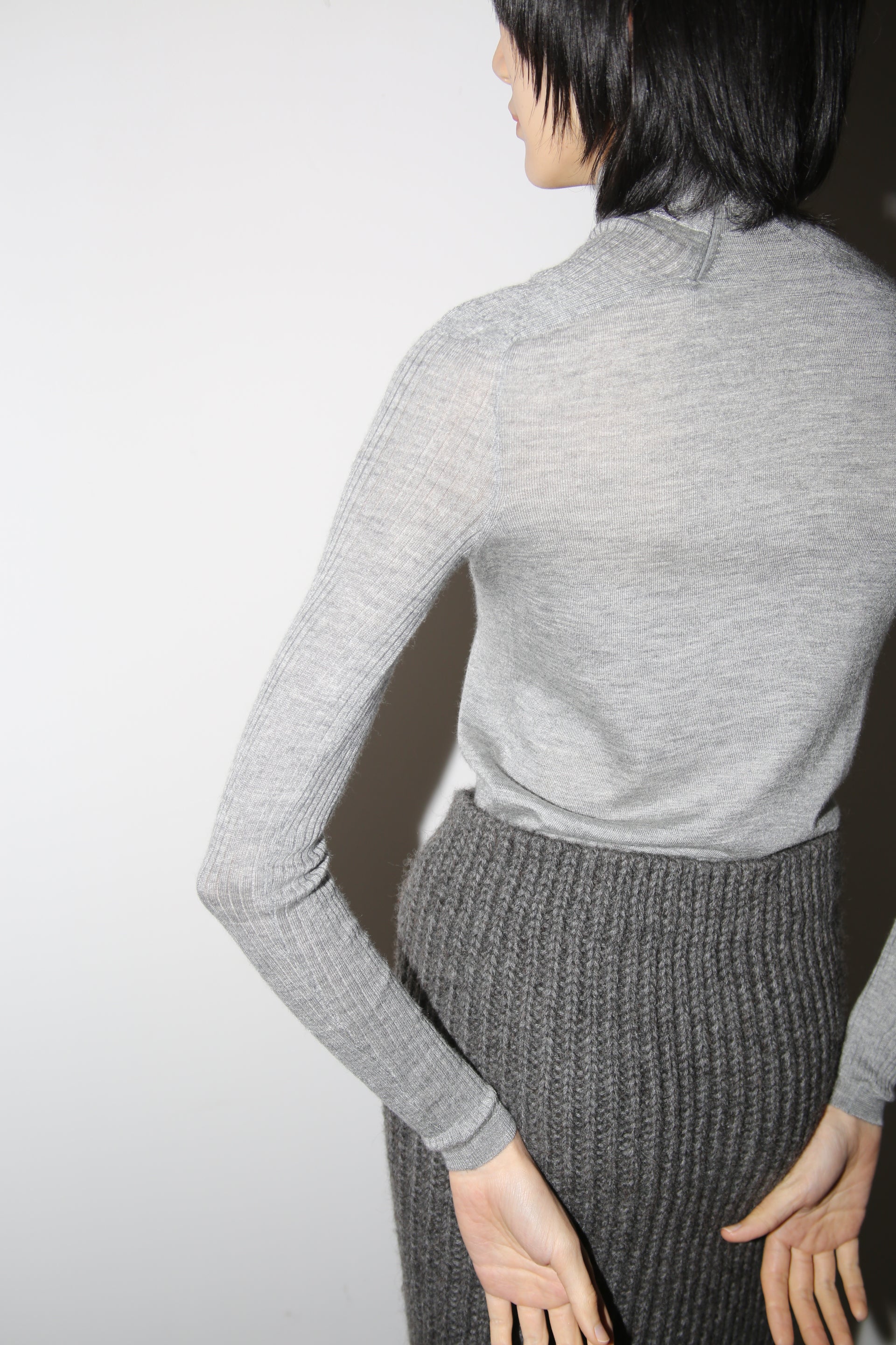 JIL SANDER / HIGH NECK SILK CASHMERE KNIT SWEATER