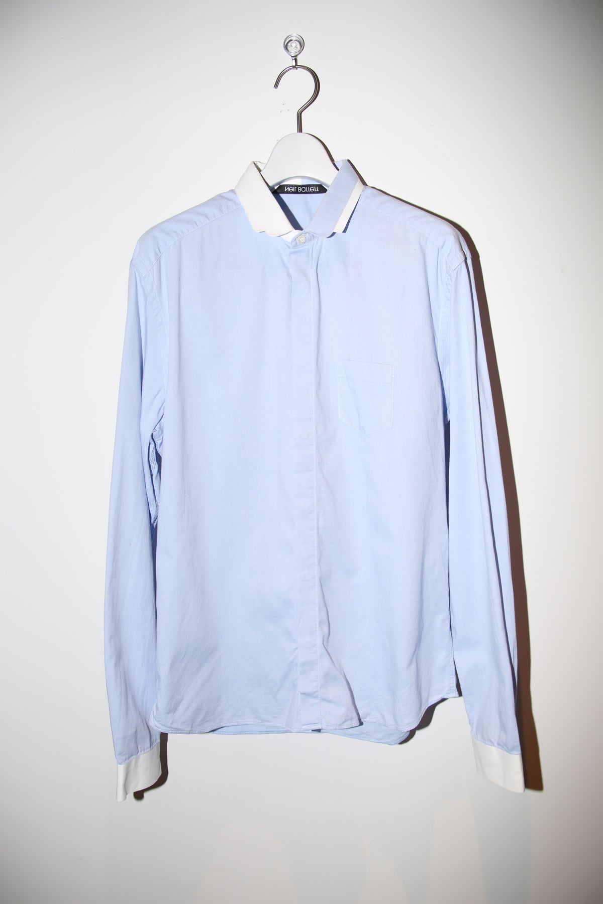 2000 NEIL BARRETT / ASSYMMETRY CLERIC COLLAR SHIRT IN COTTON
