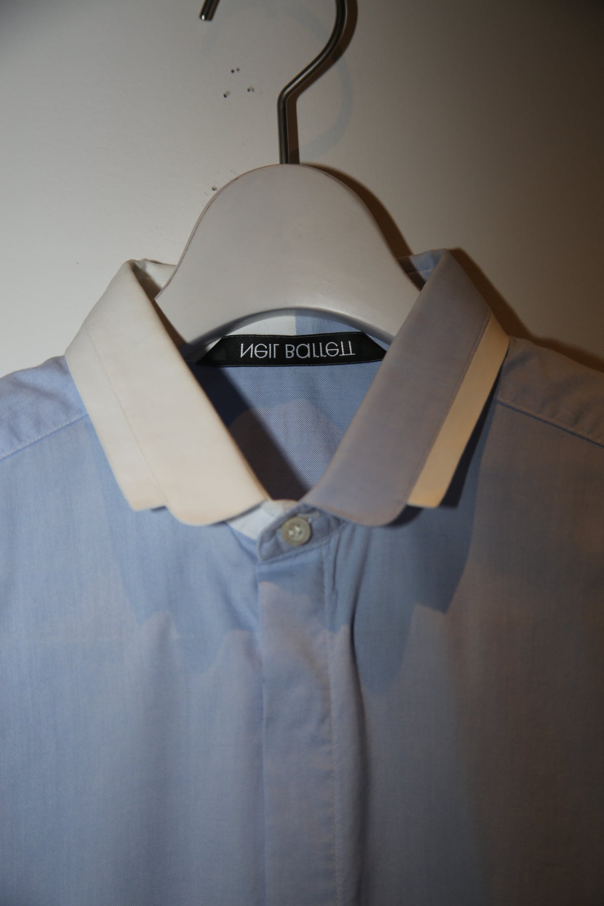 2000 NEIL BARRETT / ASSYMMETRY CLERIC COLLAR SHIRT IN COTTON