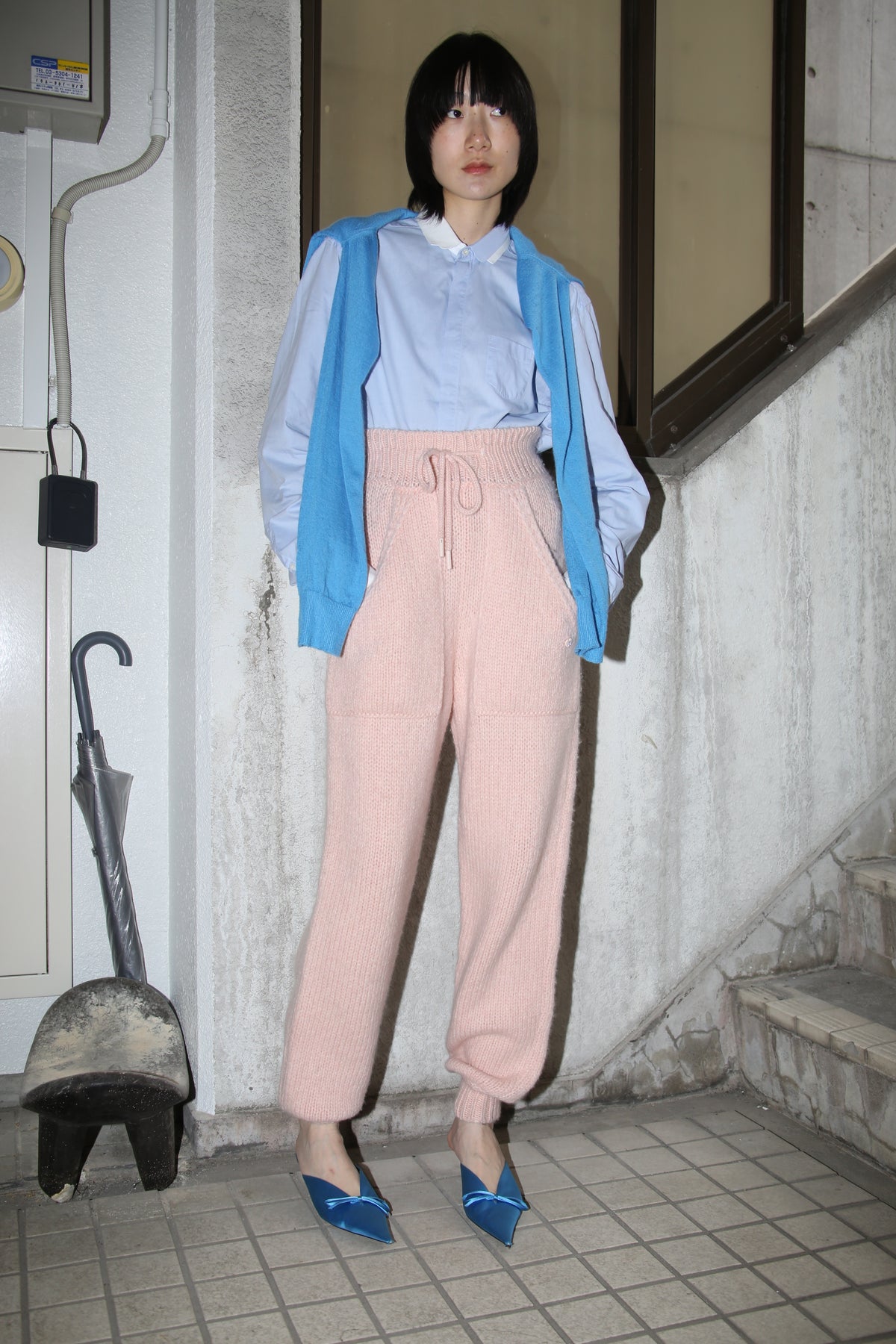 2021 CHANEL / ALPACA KNIT JOGGER PANTS IN DUSTY PINK