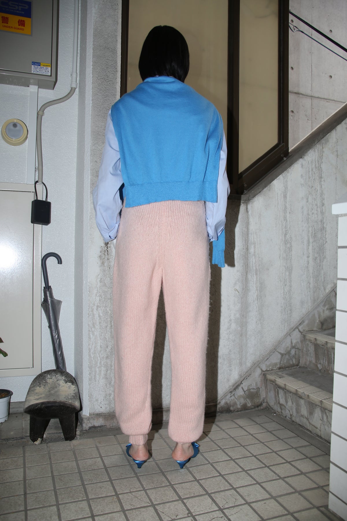 2021 CHANEL / ALPACA KNIT JOGGER PANTS IN DUSTY PINK