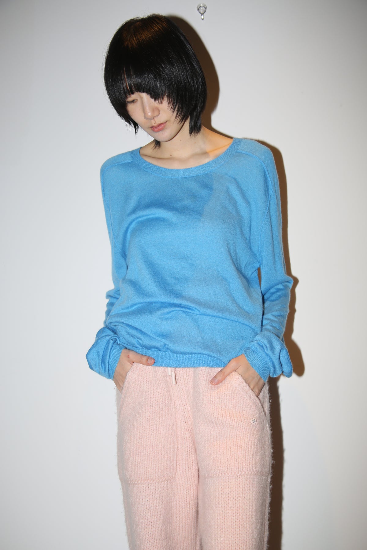 2021 CHANEL / ALPACA KNIT JOGGER PANTS IN DUSTY PINK