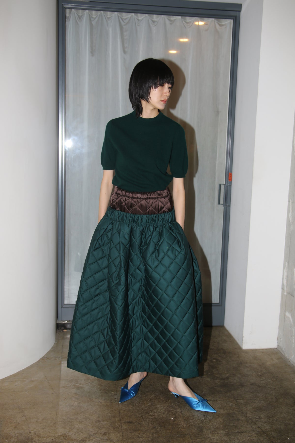 1960 VINTAGE / SCOTLAND CASHMERE KNIT T-SHIRT IN DEEP GREEN