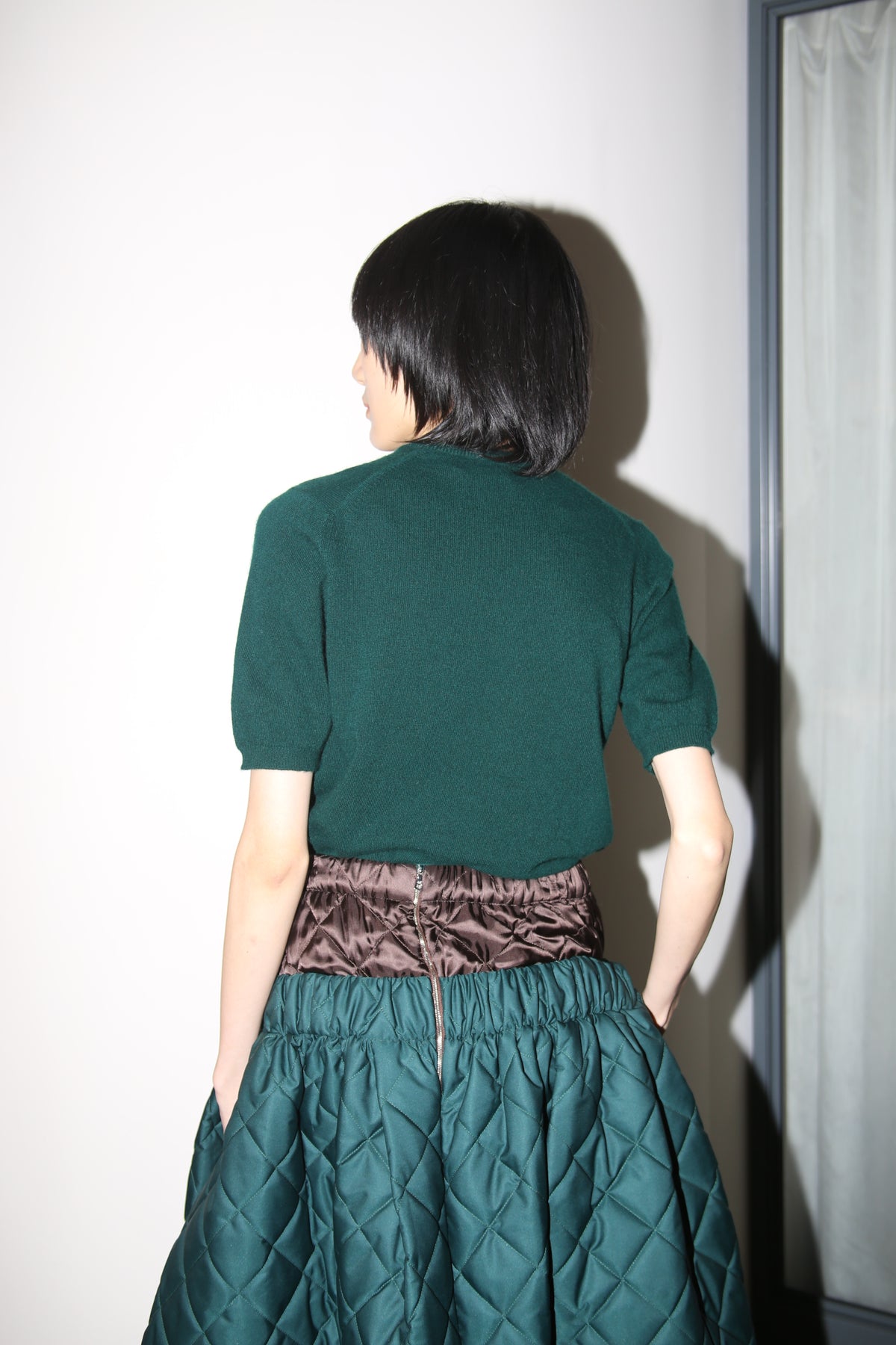 1960 VINTAGE / SCOTLAND CASHMERE KNIT T-SHIRT IN DEEP GREEN