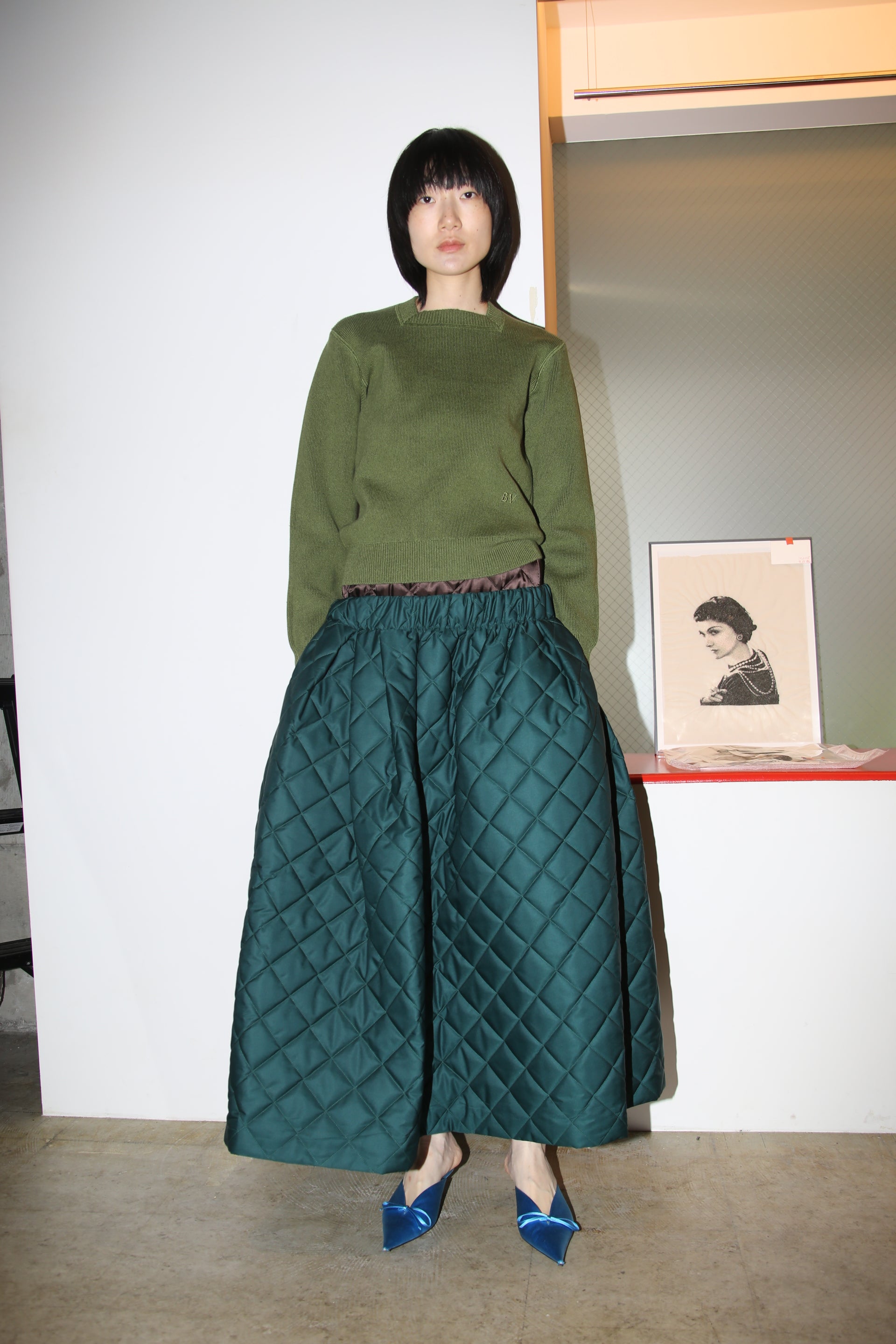 2020 BOTTEGA VENETA / COTTON KNIT SWEATER WITH SQUARE NECK