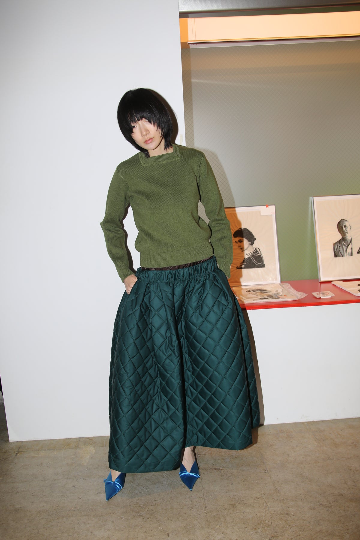 2020 BOTTEGA VENETA / COTTON KNIT SWEATER WITH SQUARE NECK