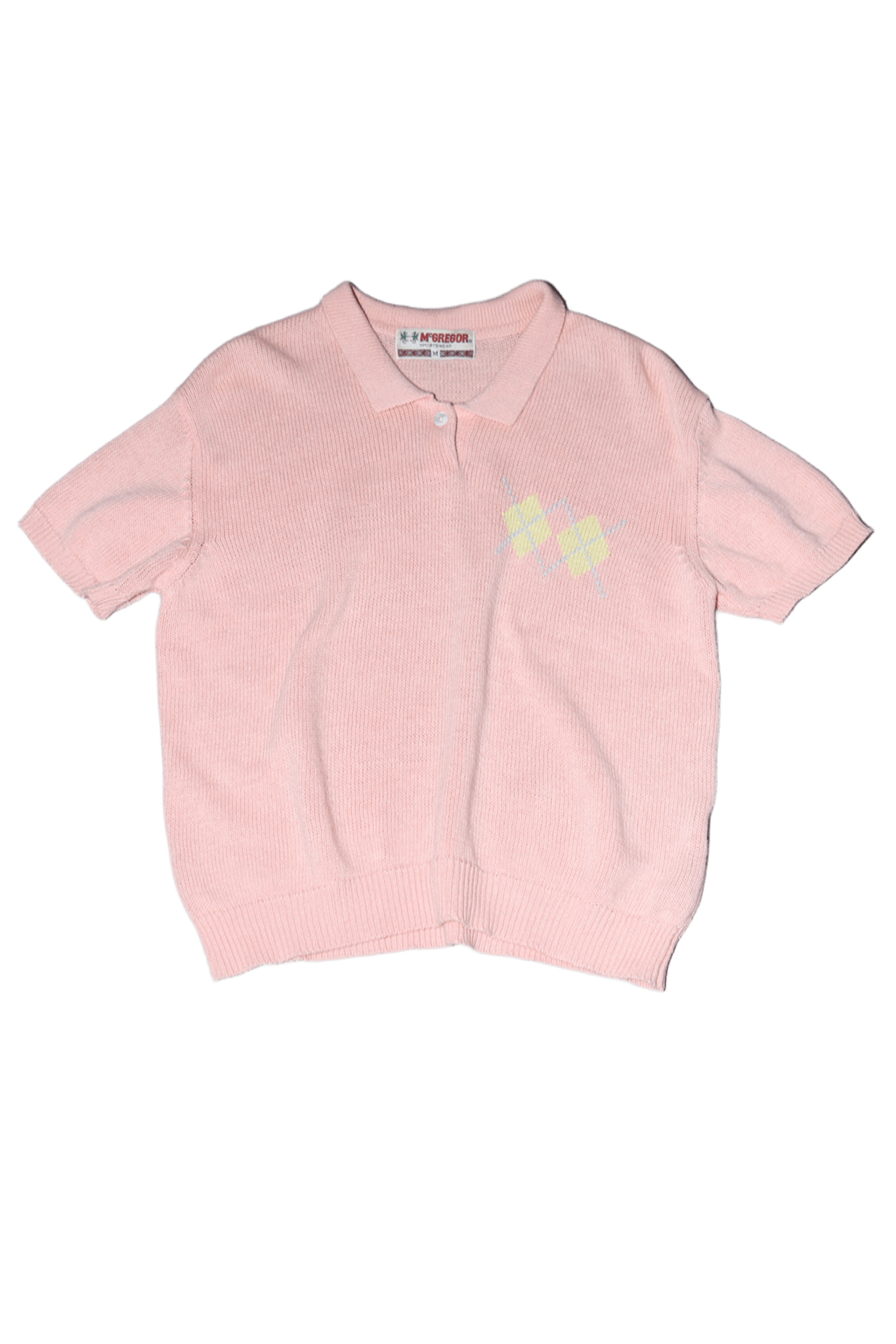1980 McGREGOR / LINEN KNIT POLO SHIRT WITH ARGYLE