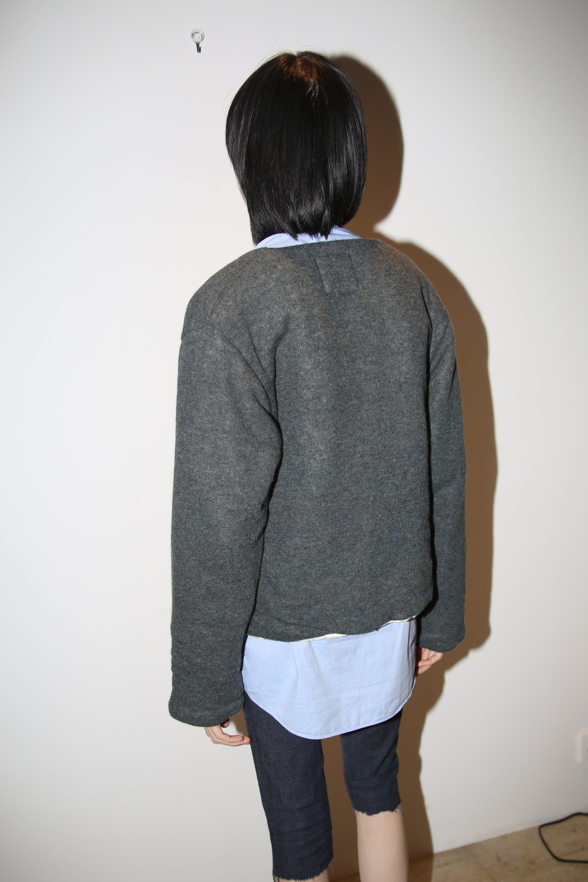 1997 COMME DES GARCONS HOMME / PADDED KNIT CARDIGAN JACKET IN SHETLAND WOOL