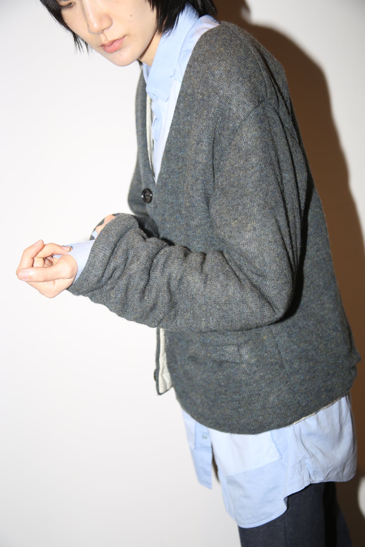 1997 COMME DES GARCONS HOMME / PADDED KNIT CARDIGAN JACKET IN SHETLAND WOOL