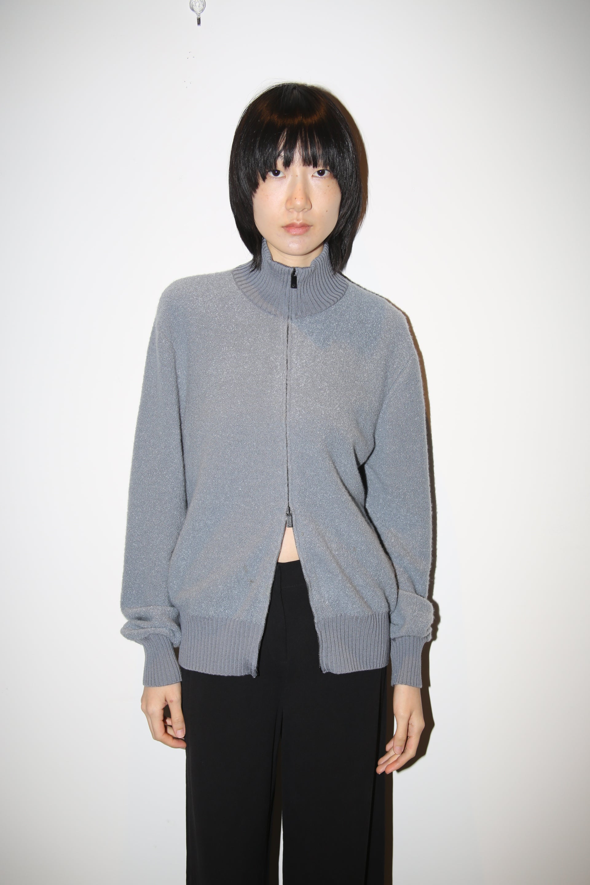 GIORGIO ARMANI / CASHMRE PILE DRIVERS KNIT SWEATER WITH DOUBLE ZIPPER