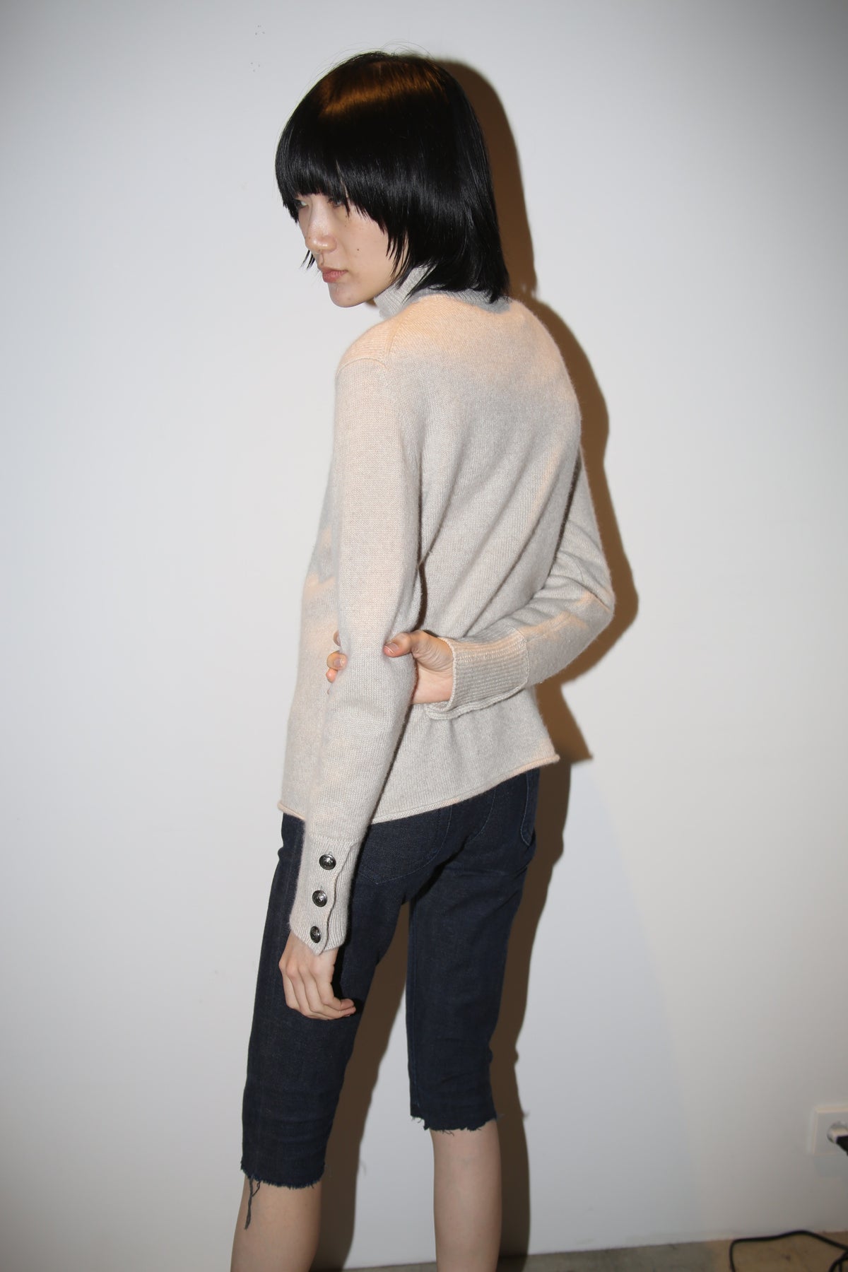 1990 HAWICK / CASHMERE DRIVERS KNIT CARDIGAN WITH METAL