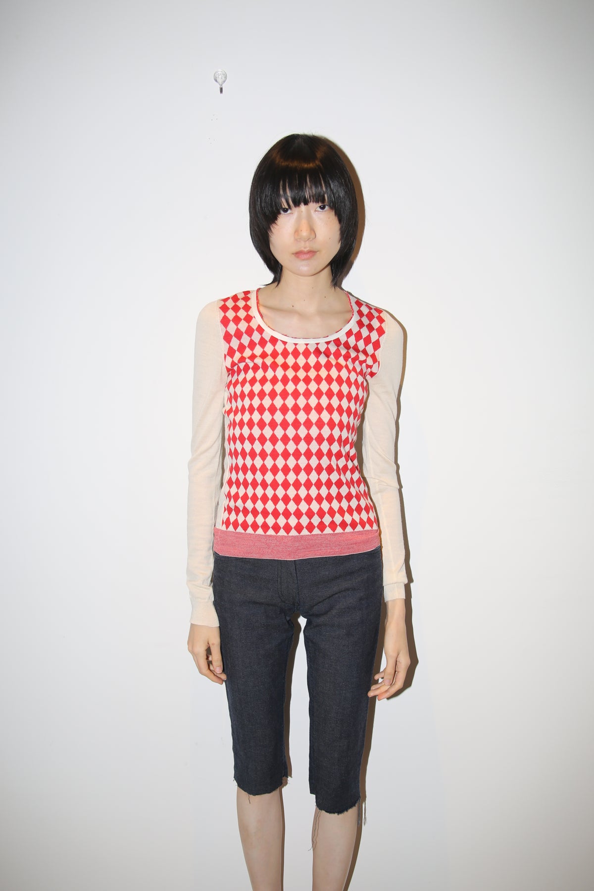 2000 PRADA / ARGYLE KNIT TOP IN COTTON