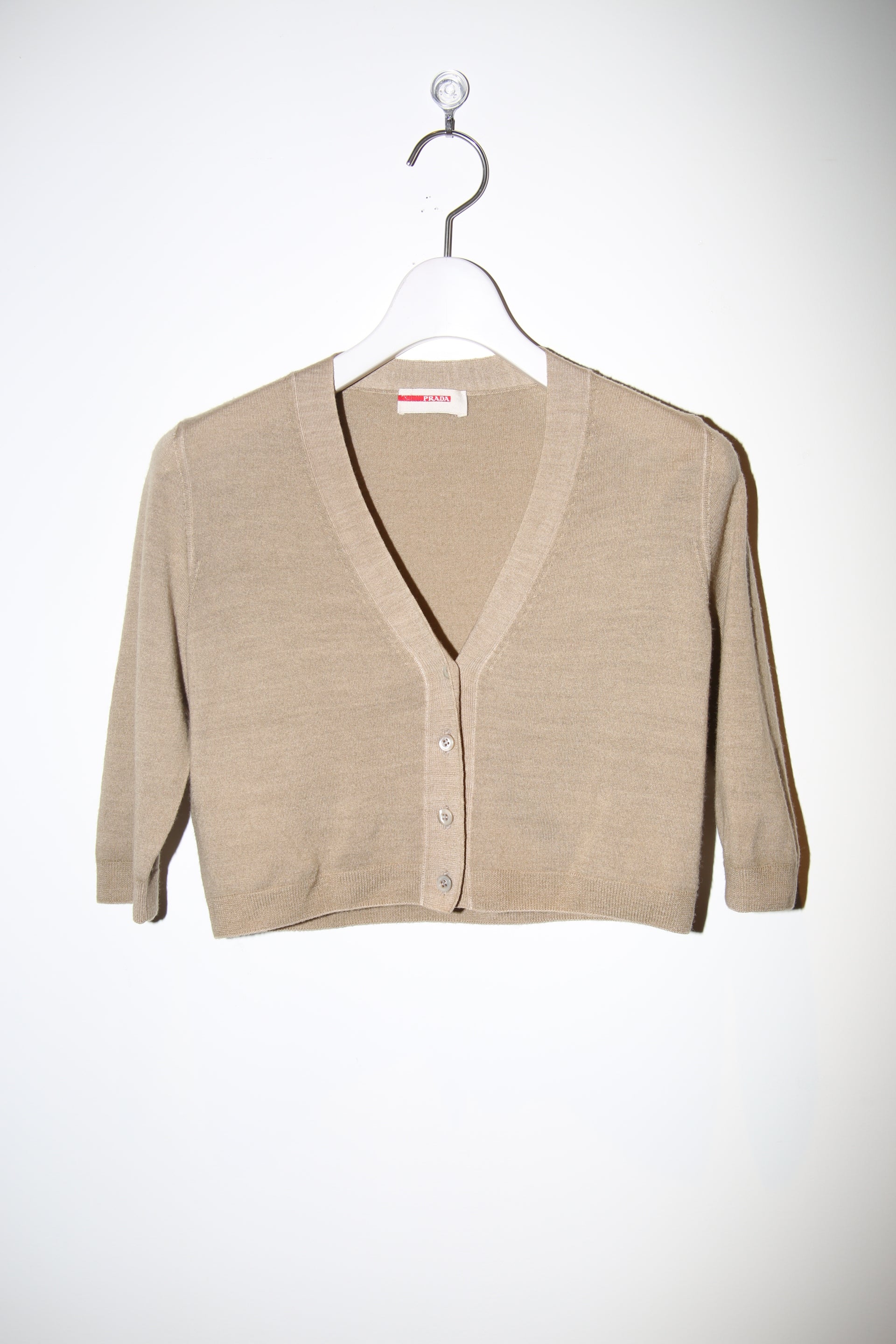 2011 PRADA / CROPPED CASHMERE WOOL CARDIGAN IN GREYGE