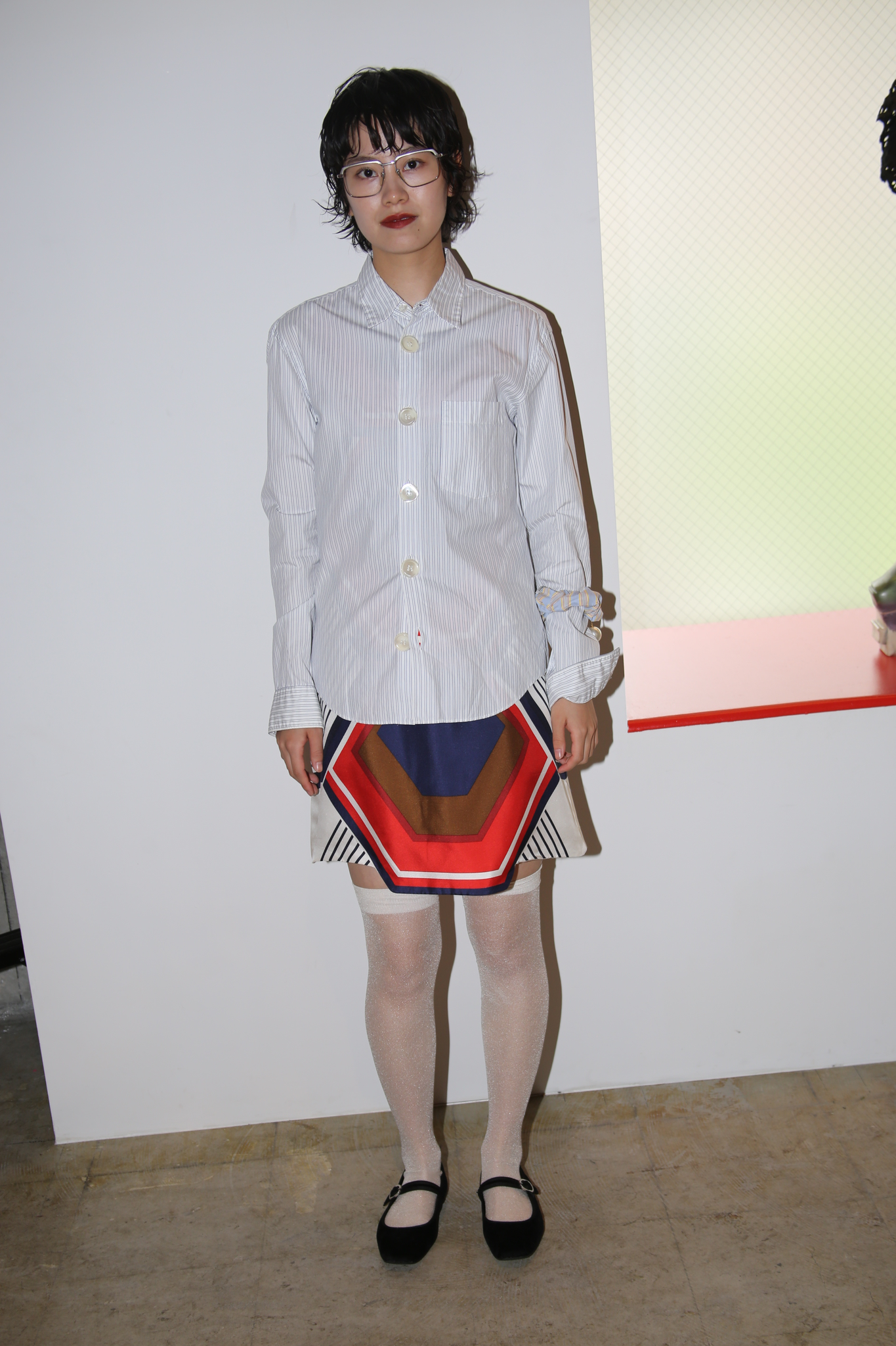 2005 MIU MIU_SILK SKIRT WITH ALL OVER PRINT