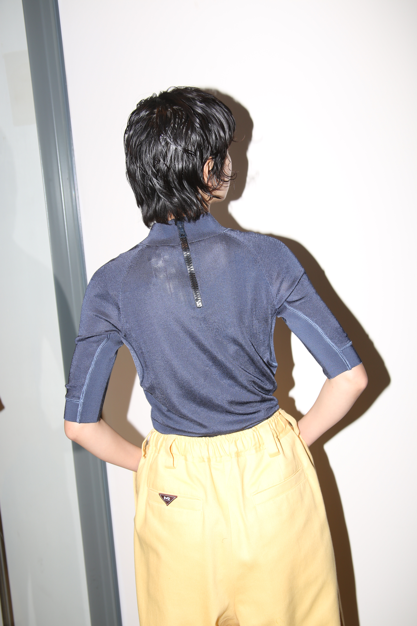 2010 PRADA / SCUVA DETAIL VISCOSE KNIT TOP IN NAVY