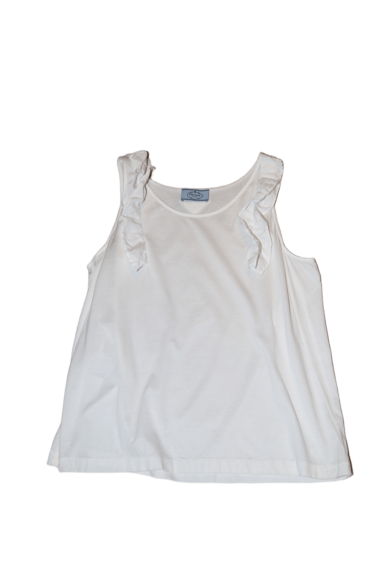 2010 PRADA / COTTON TANK TOP WITH SHIRT FABRIC FRILL