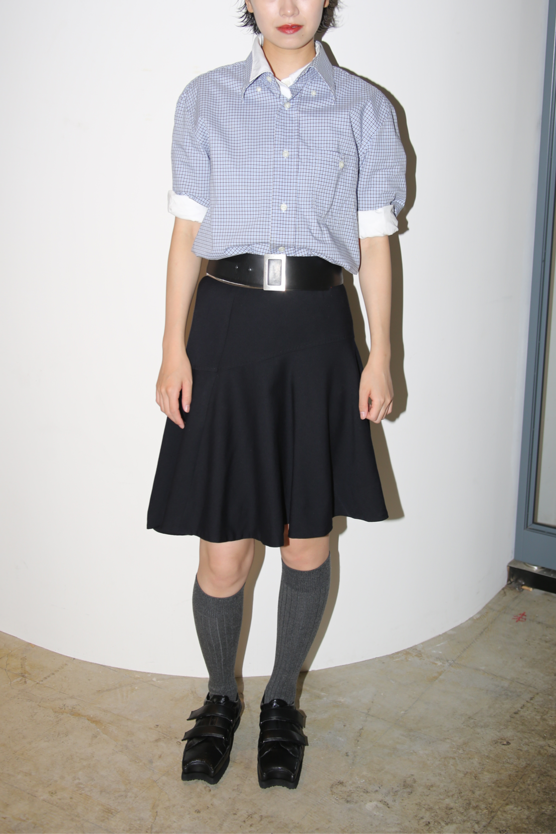 2013 PRADA / COTTON CHECK SHIRT IN LIGHT BLUE