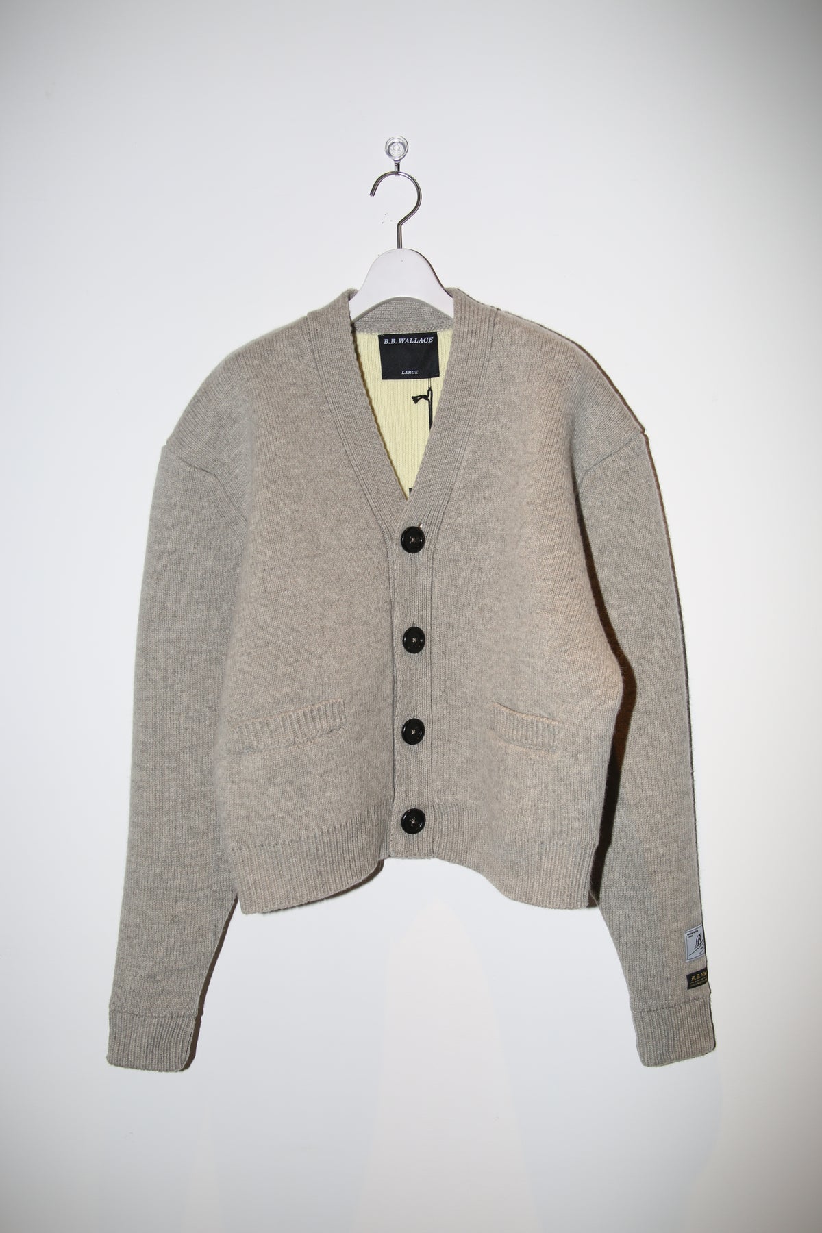 B.B. WALLACE / WYLIE SHETLAND HEAVY CARDIGAN IN SAND BEIGE