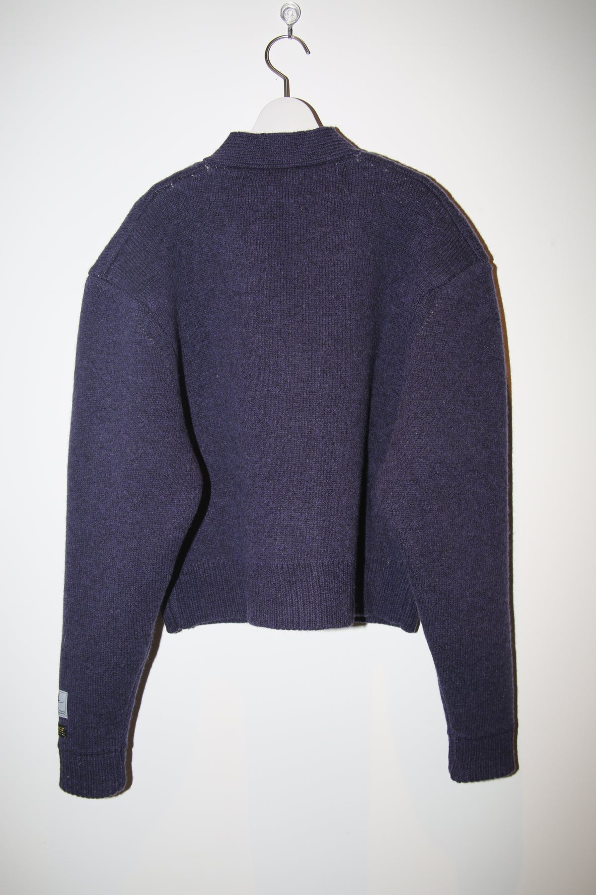 B.B. WALLACE / WYLIE SHETLAND HEAVY CARDIGAN IN PURPLE HAZE NAVY