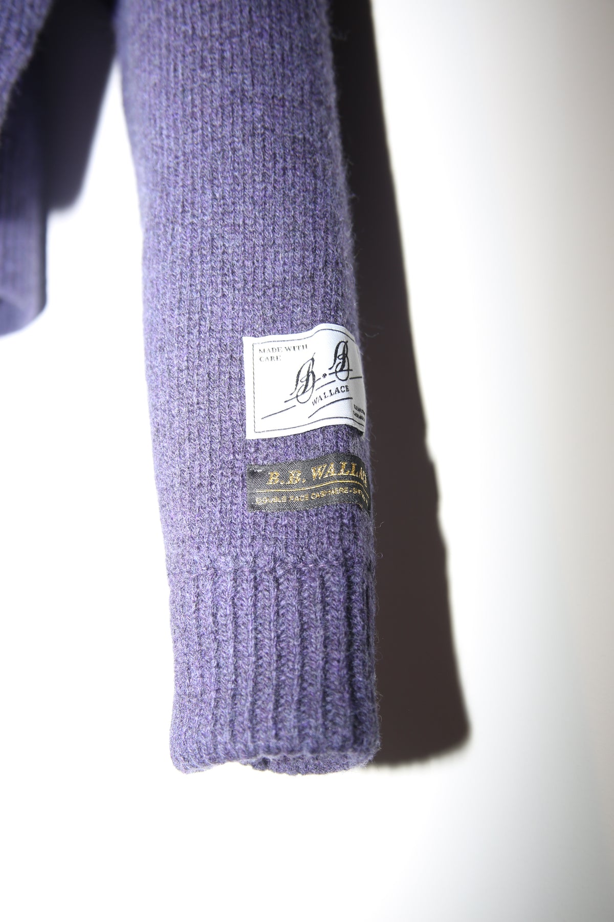 B.B. WALLACE / WYLIE SHETLAND HEAVY CARDIGAN IN PURPLE HAZE NAVY