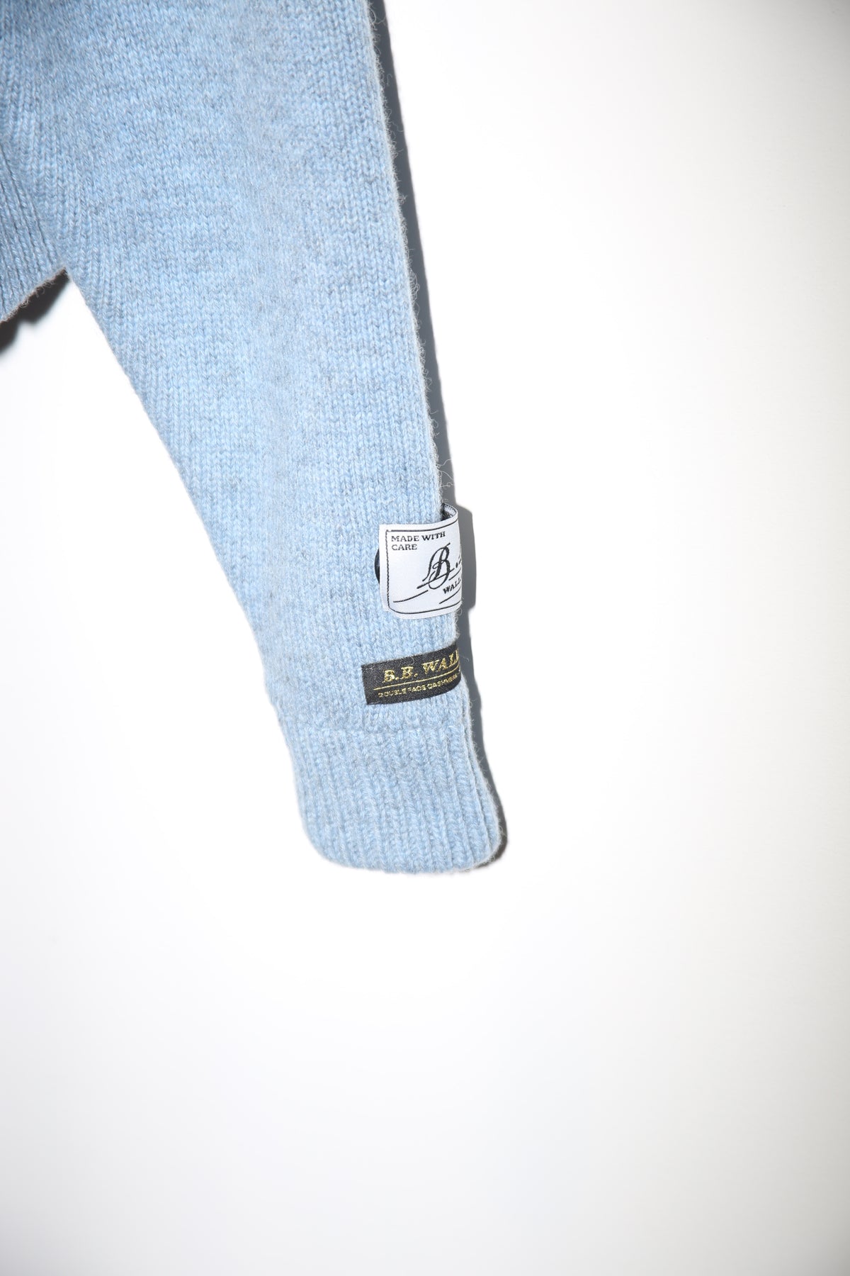 B.B. WALLACE / WYLIE SHETLAND HEAVY CARDIGAN IN PALE BLUE