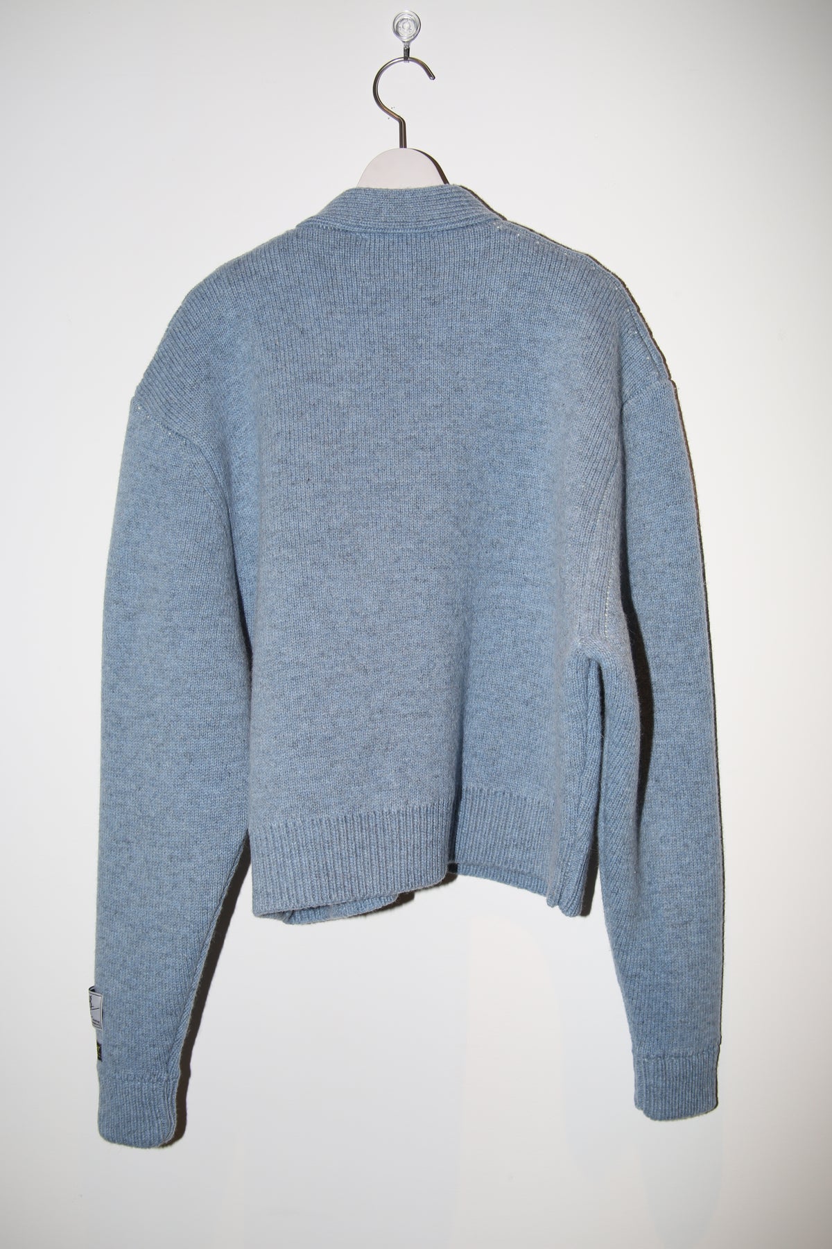 B.B. WALLACE / WYLIE SHETLAND HEAVY CARDIGAN IN PALE BLUE